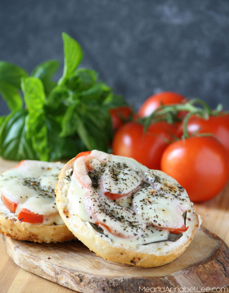 Tomato Basil Bagel Melt, Bagel Sandwich.... www.MeandAnnabelLee.com