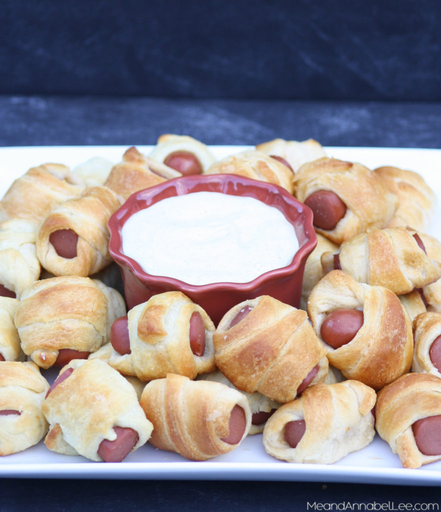 Best Ever Pigs in a Blanket and Dipping Sauce... the perfect appetizer for your party buffet! www.MeandAnnabelLee.com