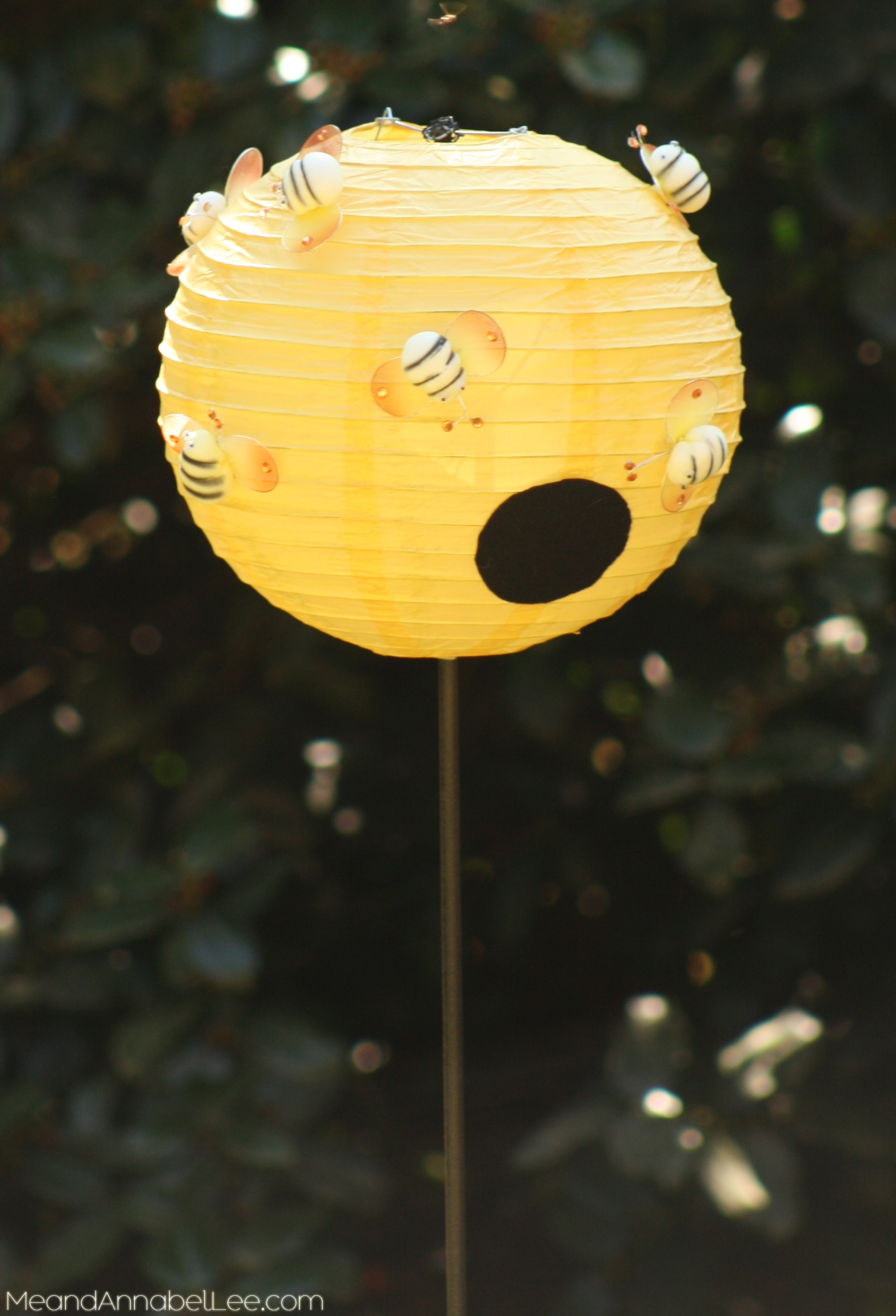 DIY Bumble Bee Costume - How to make a Beehive- www.MeandAnnabelLee.com