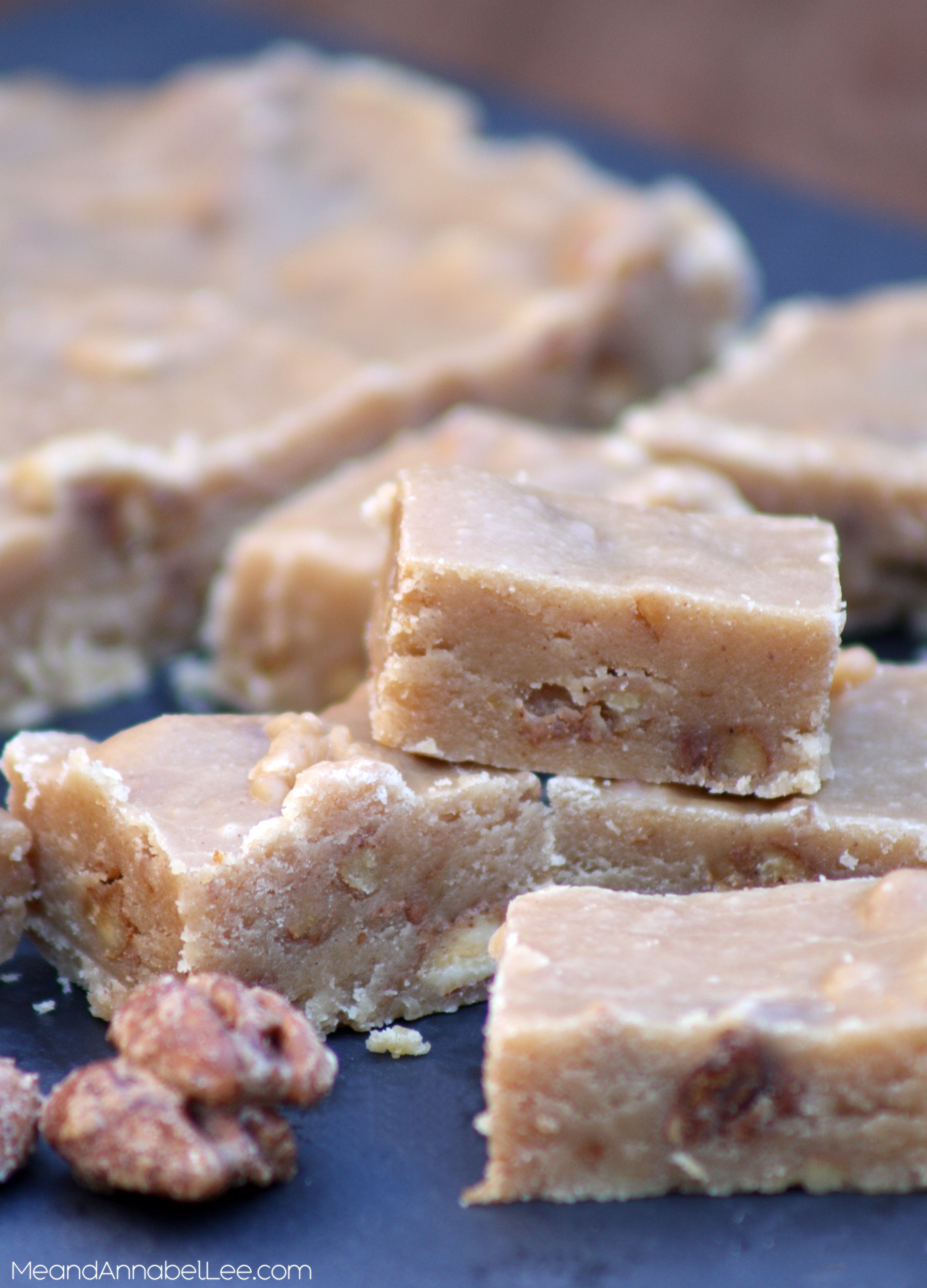 Candied Pecan Peanut Butter Fudge - www.MeandAnnabelLee.com