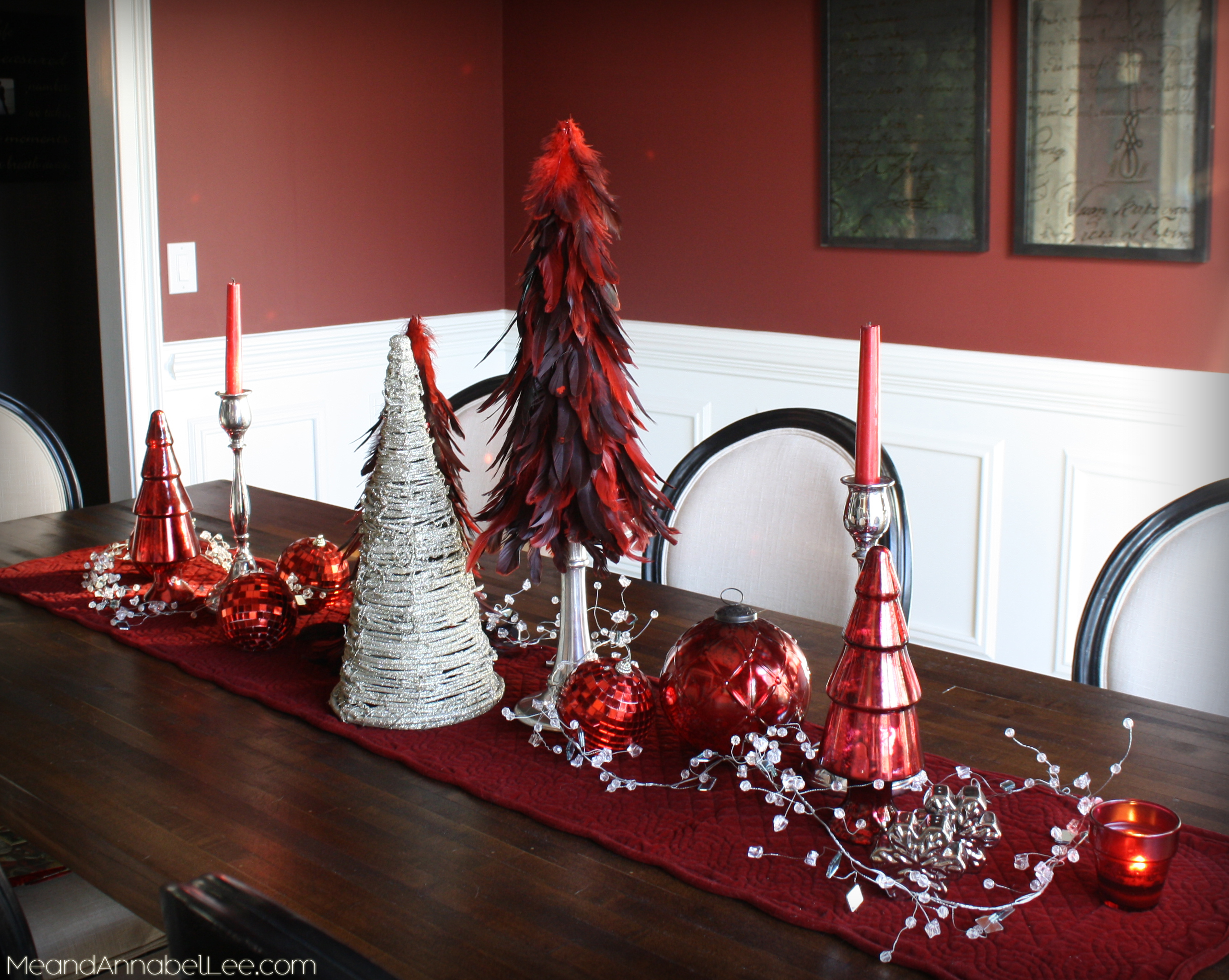 Deep Red & Silver Holiday Table Setting - www.MeandAnnabelLee.com