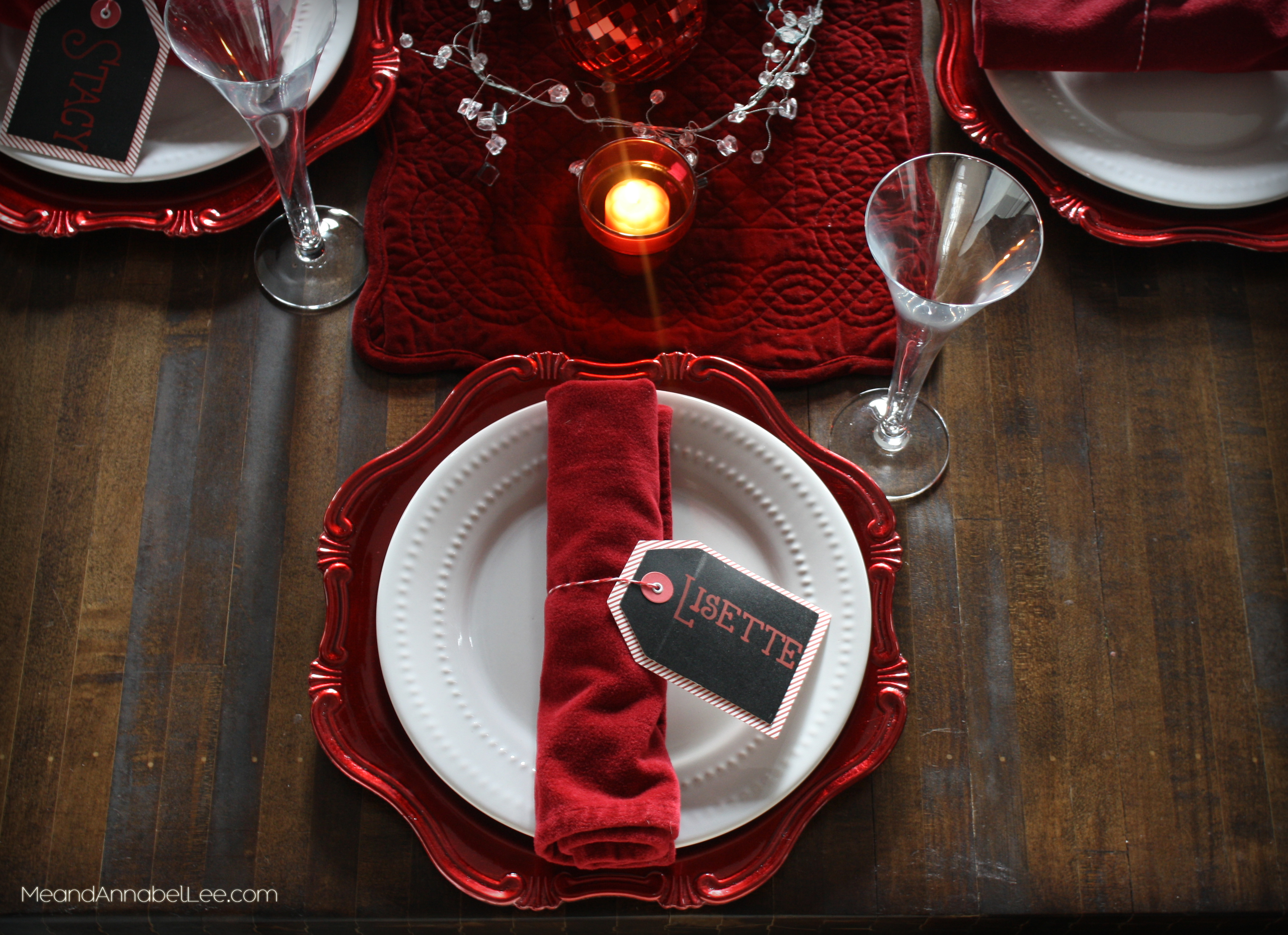 Deep Red & Silver Holiday Place Setting - www.MeandAnnabelLee.com