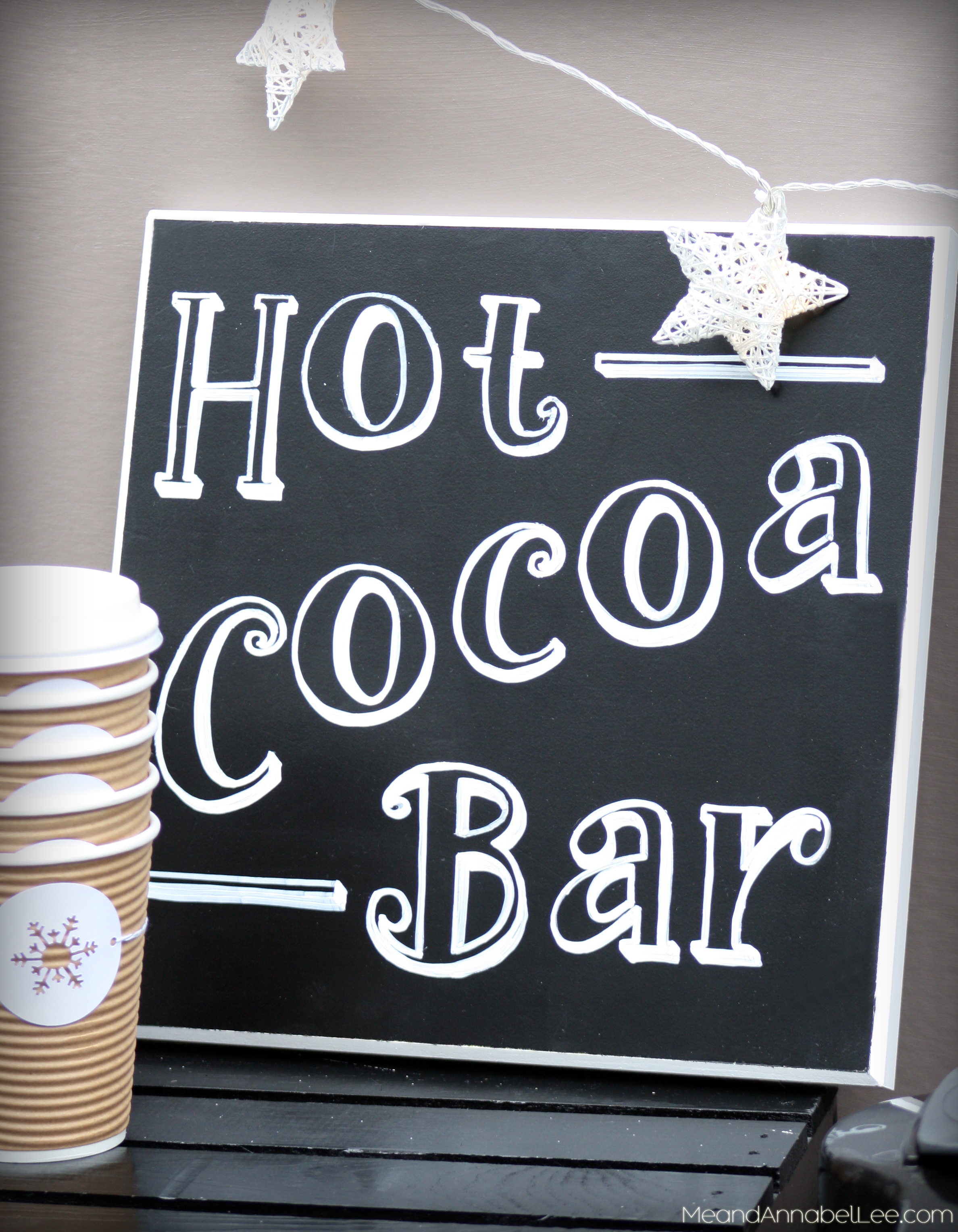Winter Hot Cocoa Bar / Hot Chocolate Bar - All of the DIY instructions and tips for putting together your own Hot Cocoa Bar - www.MeandAnnabelLee.com