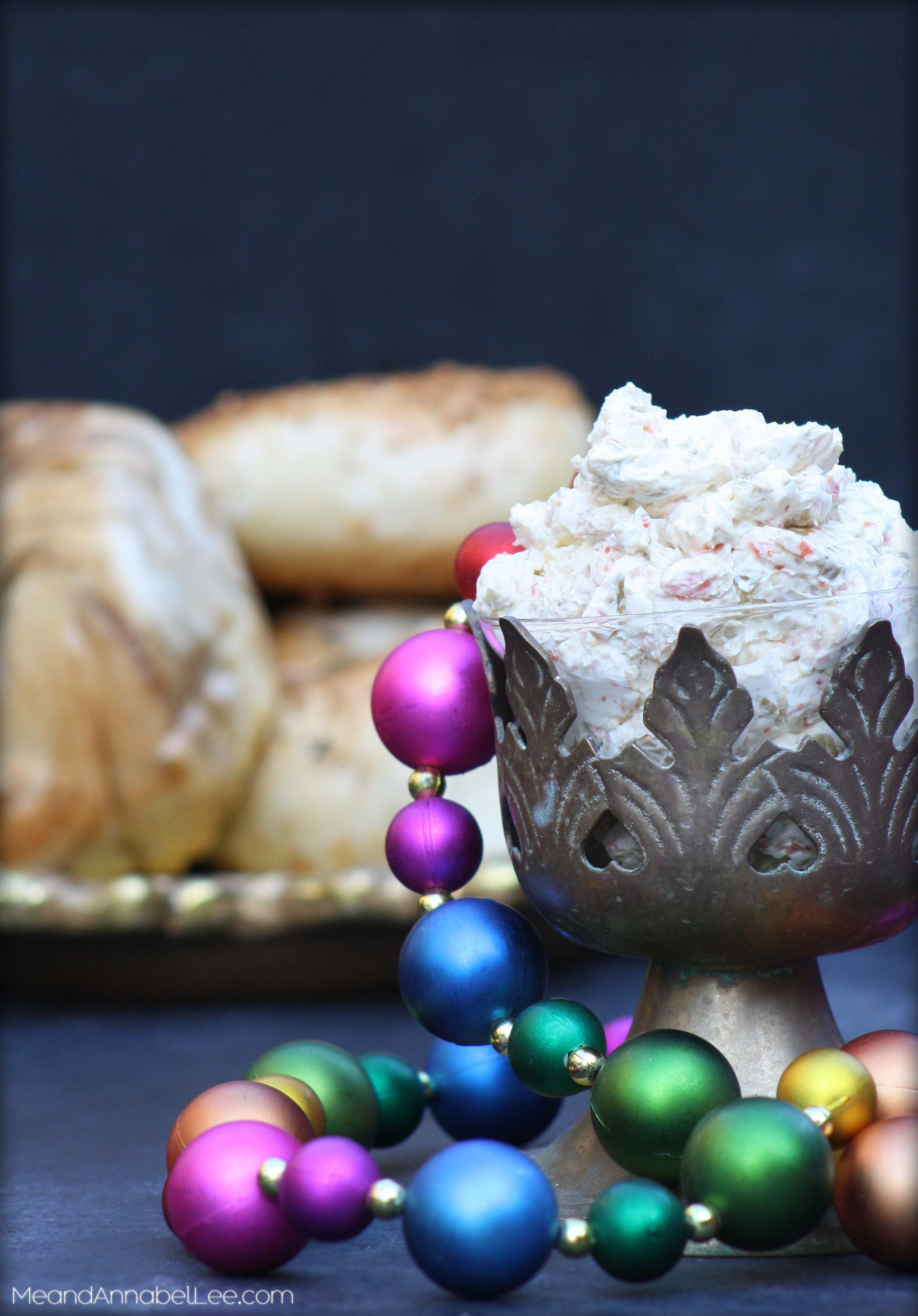 Muffuletta Cream Cheese Spread - Adding a touch of New Orleans to your Breakfast - Mardi Gras Brunch - www.meandannabellee.com