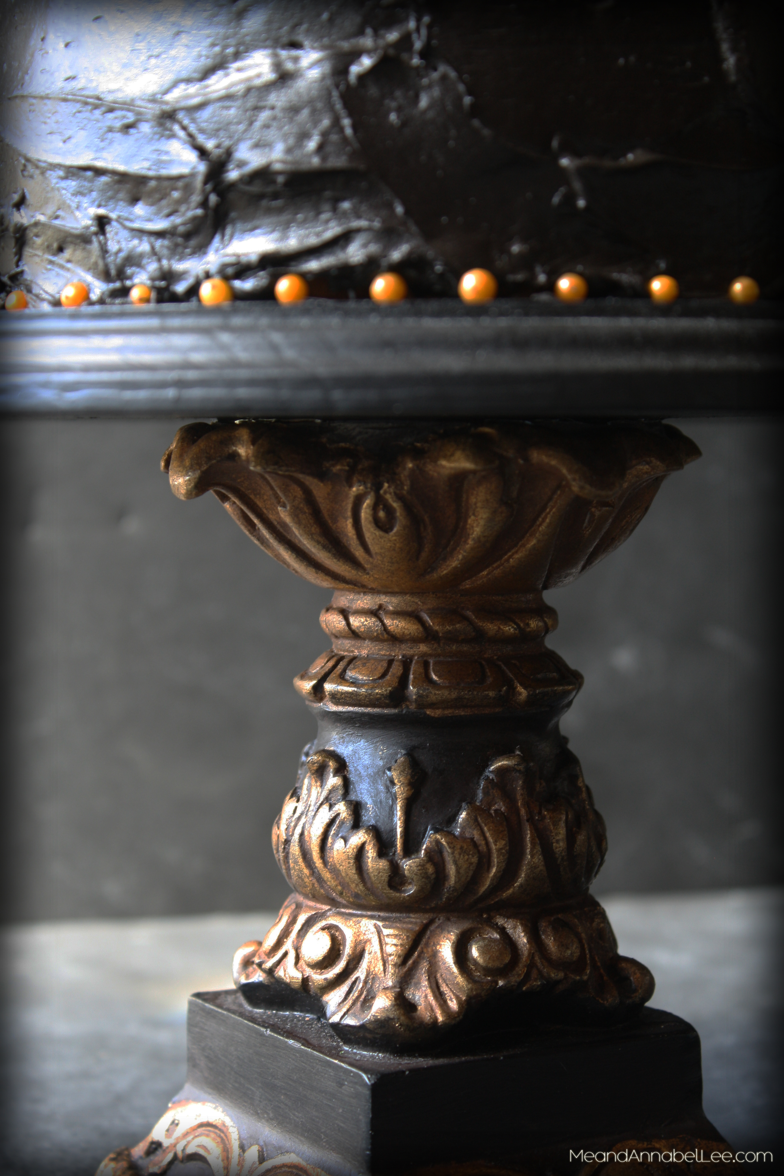Fit For a King - Black & Gold Gothic Cake Stand - Trash to Treasure Style! Dark Style - Black Cake - www.meandannabellee.com
