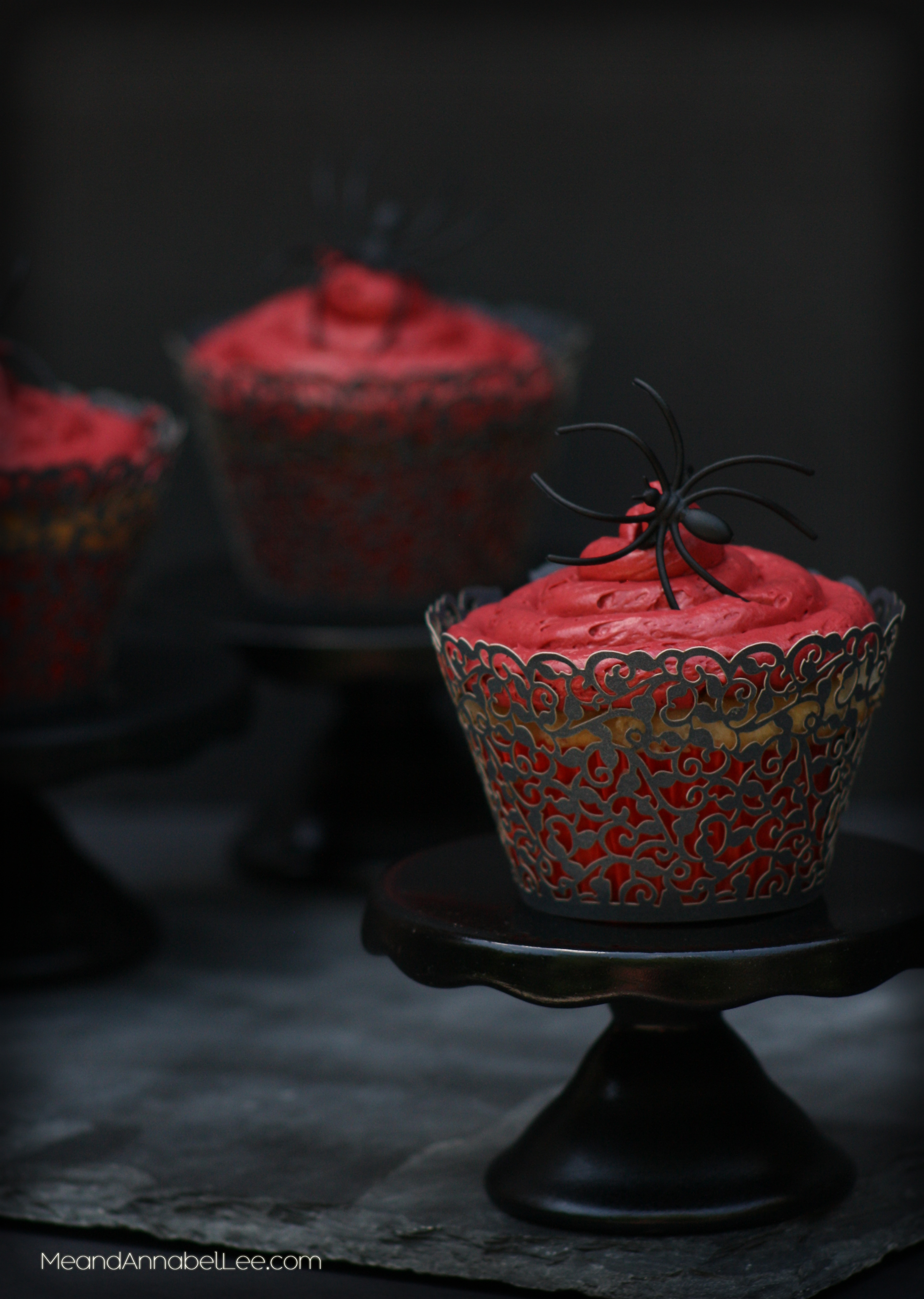 DIY Black Widow Cupcake Stands - Baking like a Badass - Black Red Gothic Cupcakes - Vampire Style - Gothic Baking - Goth It yourself - www.MeandAnnabelLee.com