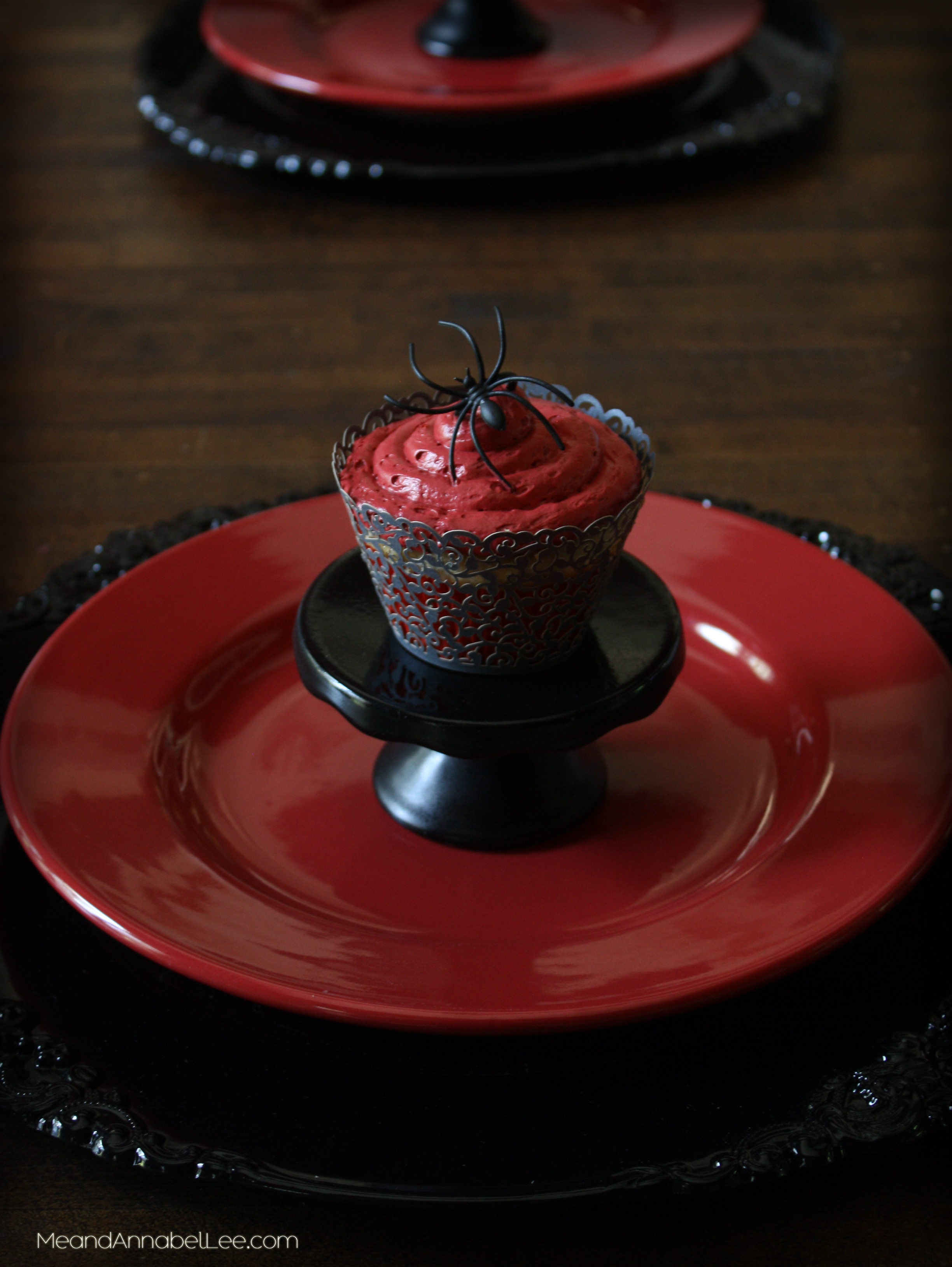 DIY Black Widow Cupcake Stands - Baking like a Badass - Black Red Cupcakes - Vampire Style - Gothic Baking - Goth It yourself - www.MeandAnnabelLee.com
