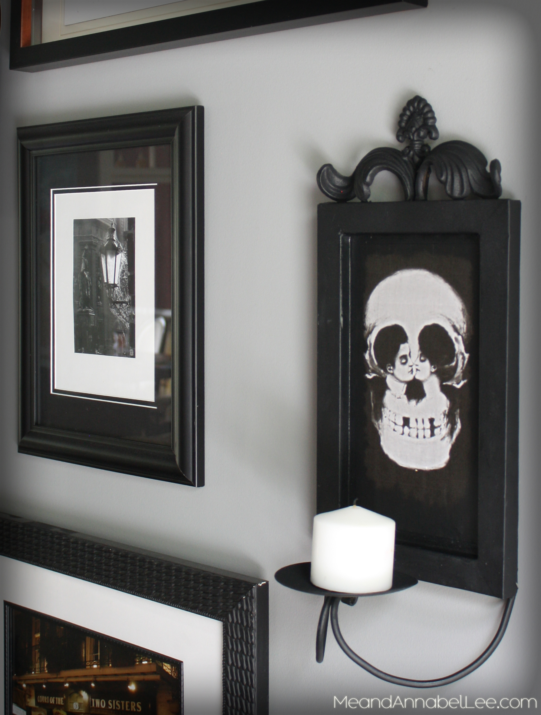 DIY Metamorphic Skull Wall Art - How to Image Transfer to Metal using Mod Podge - Trash to Treasure - Goth It Yourself - Gothic DIY - Gallery Wall - www.MeandAnnabelLee.com - Blog for all things Dark, Gothic, Victorian, & Unusual