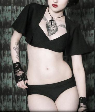 Goths in Hot Weather.... 15 Must-Have Swimsuits that will Rock Your Summer - Swim Noir - Gothic Swimwear - Victorian Bikini & Cape- Heavy Red - www.MeandAnnabelLee - Blog for all things Dark & Weird