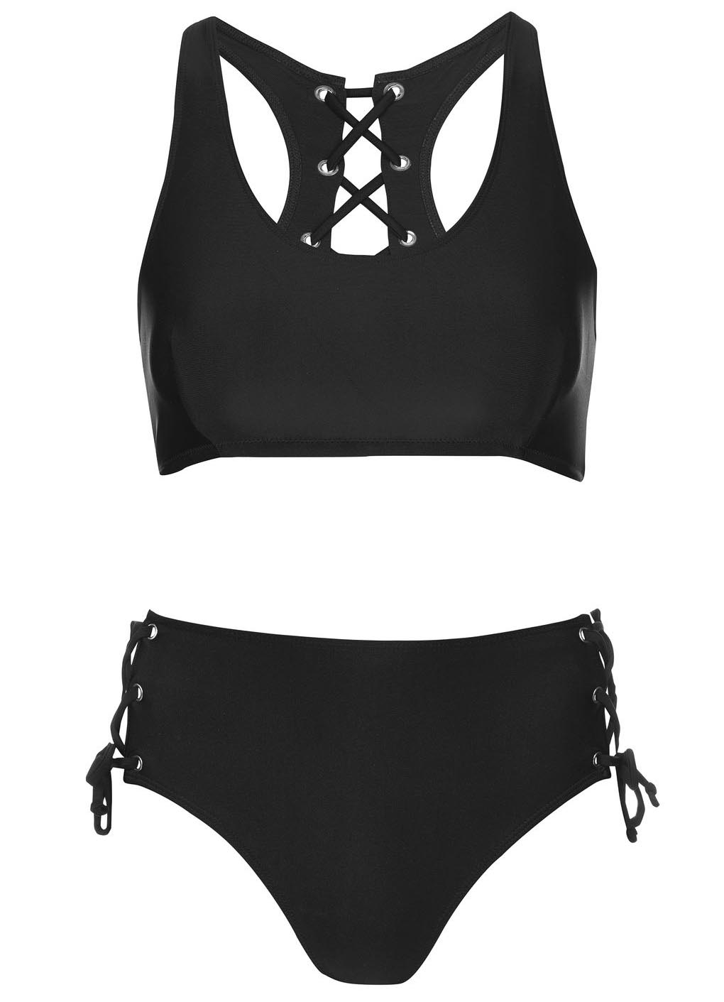 Goths in Hot Weather.... 15 Must-Have Swimsuits that will Rock Your Summer - Swim Noir - Gothic Swimwear - Black Lace-up Bikini - Topshop - www.MeandAnnabelLee - Blog for all things Dark & Weird