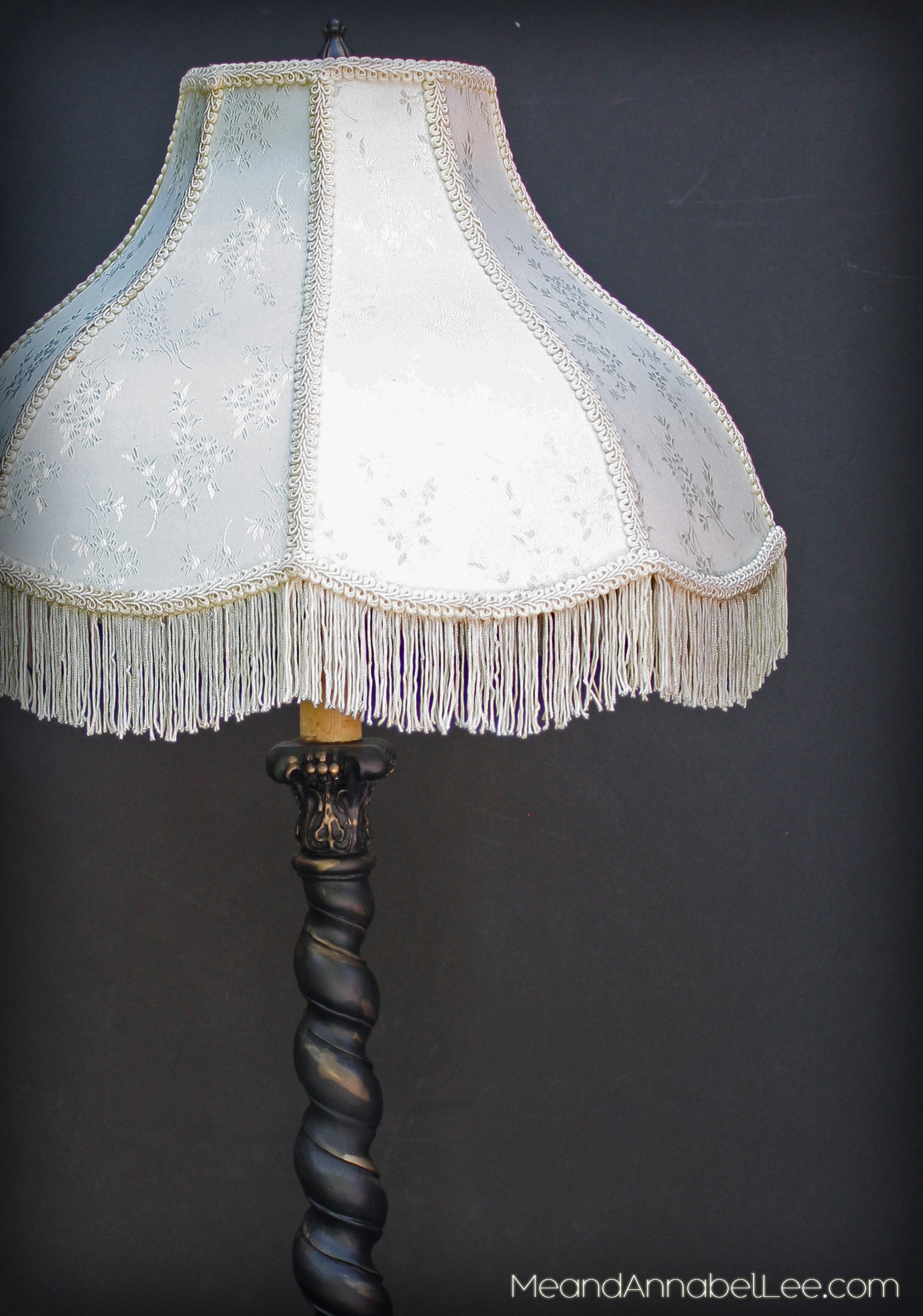 Refinishing a thrifted lamp with an antique finish using European Gold Rub n Buff - Painting Technique - Goth It Yourself - Gothic Home - Victorian DIY - Paint it Black - www.MeandAnnabelLee.com - Blog for all things Dark, Gothic, Victorian, & Unusual