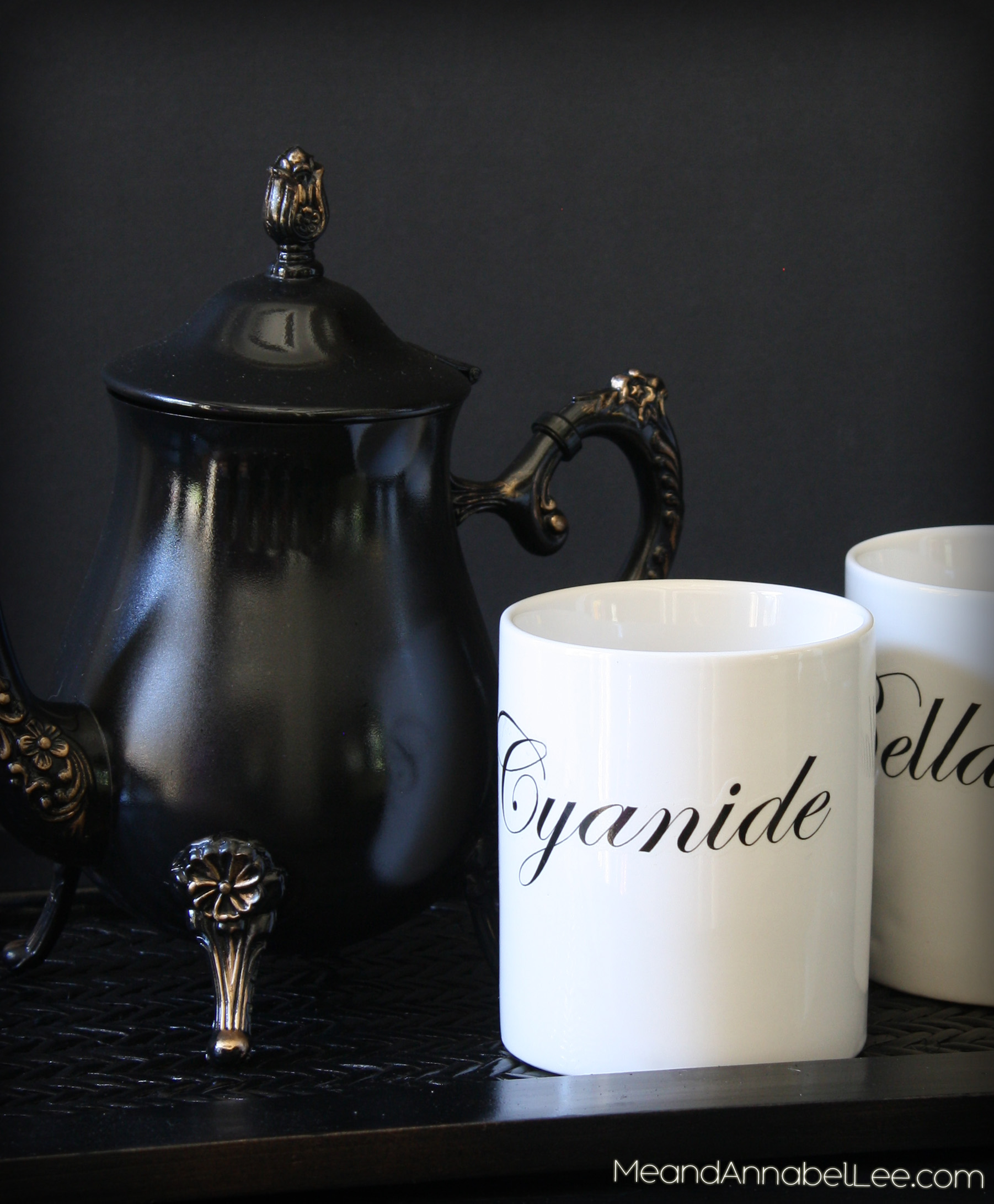 Cyanide Belladonna Poison coffee mug or tea cup - How to transfer an image using a waterslide decal... Victorian Gothic Decor | Me and Annabel Lee - Gothic Alternative Blog