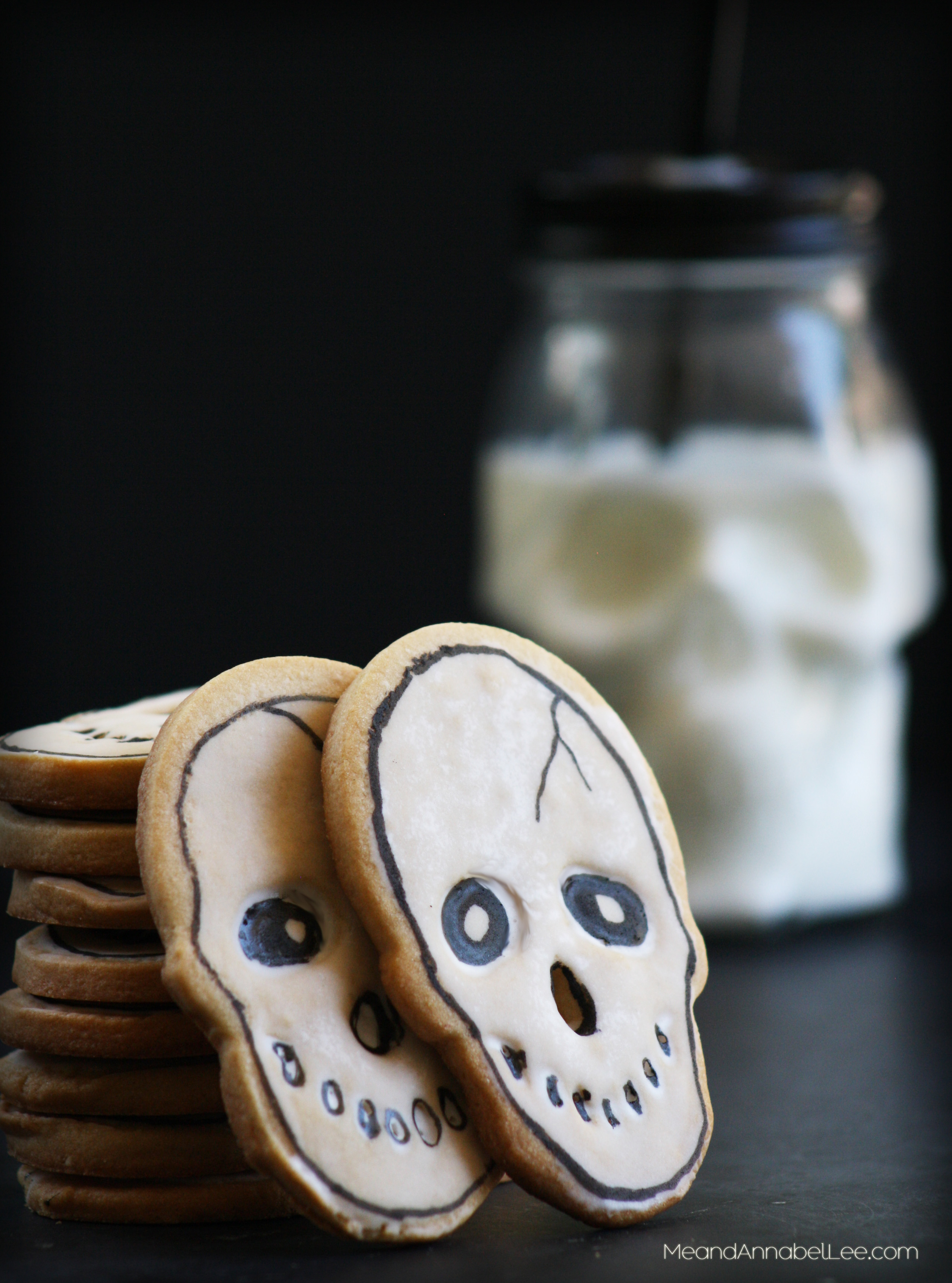 Halloween Skull Cookies - Wilton Edible Write and Cookie Icing - Vanilla Sugar Cookie Recipe- gothic Baking | Me and Annabel Lee