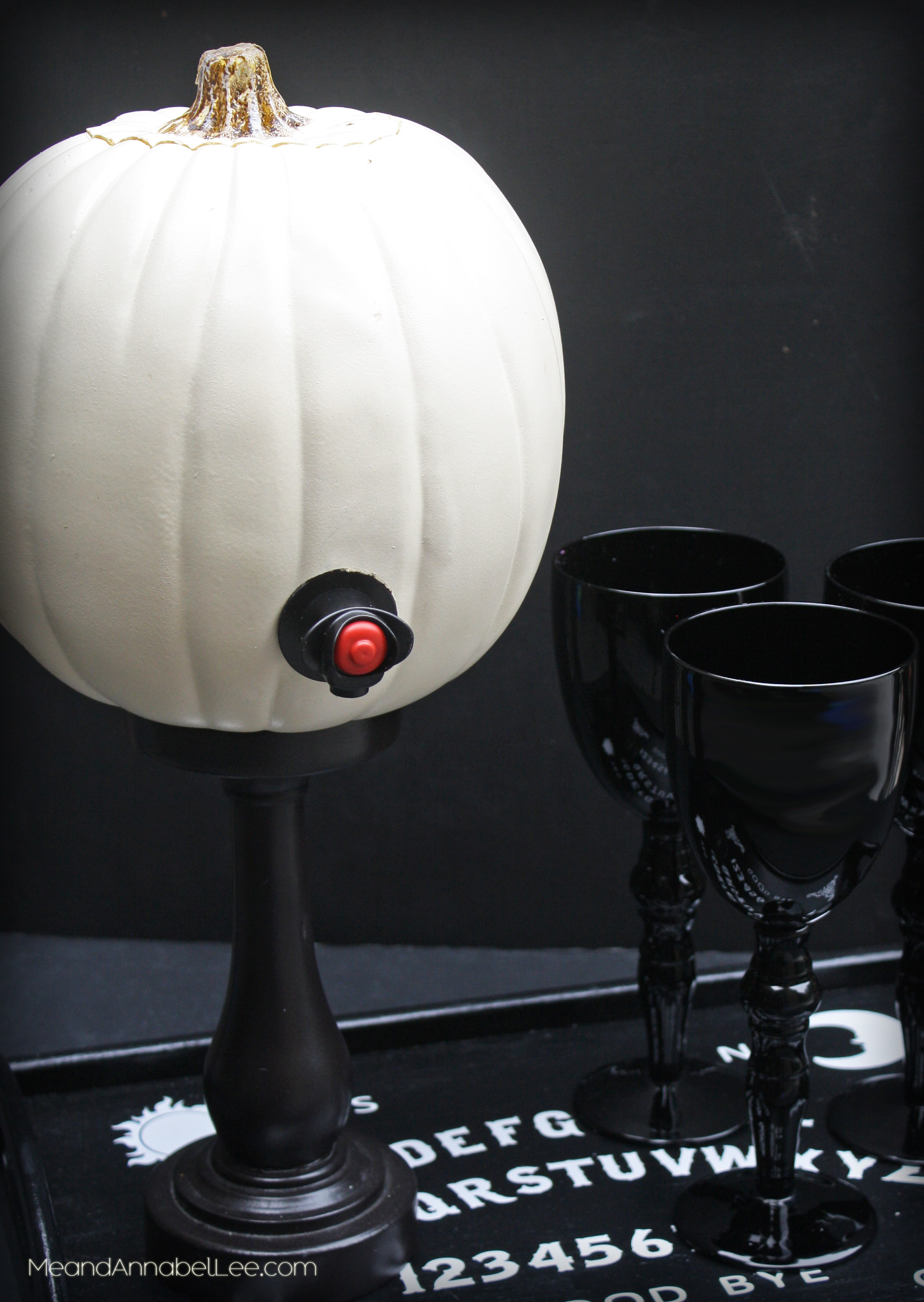 DIY Pumpkin Wine Dispenser | Halloween Party | Fall Decor | Ouija Board Tray | www.meandannabellee.com