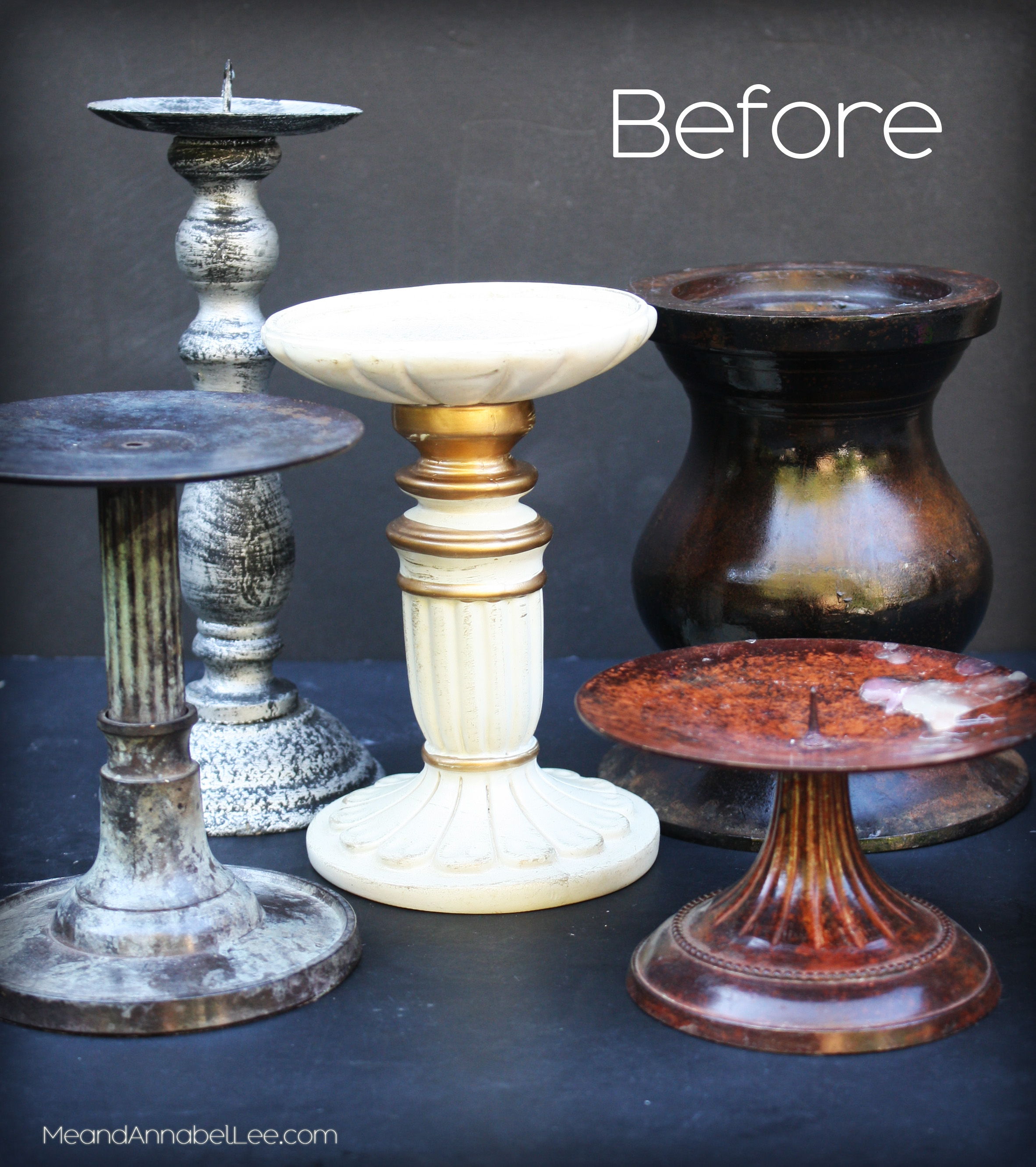 Before and After Thrift Store Candlestick Project | www.MeandAnnabelLee.com