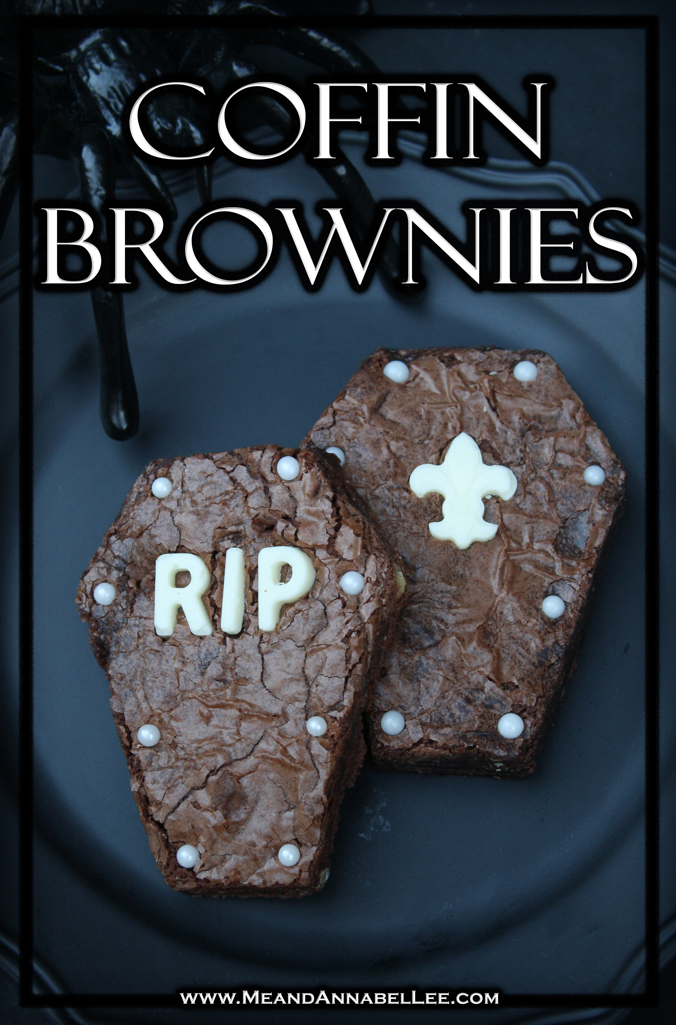 Coffin Brownie | Halloween Dessert | RIP | Fleur de Lis Candy Mold | www.MeandAnnabelLee.com