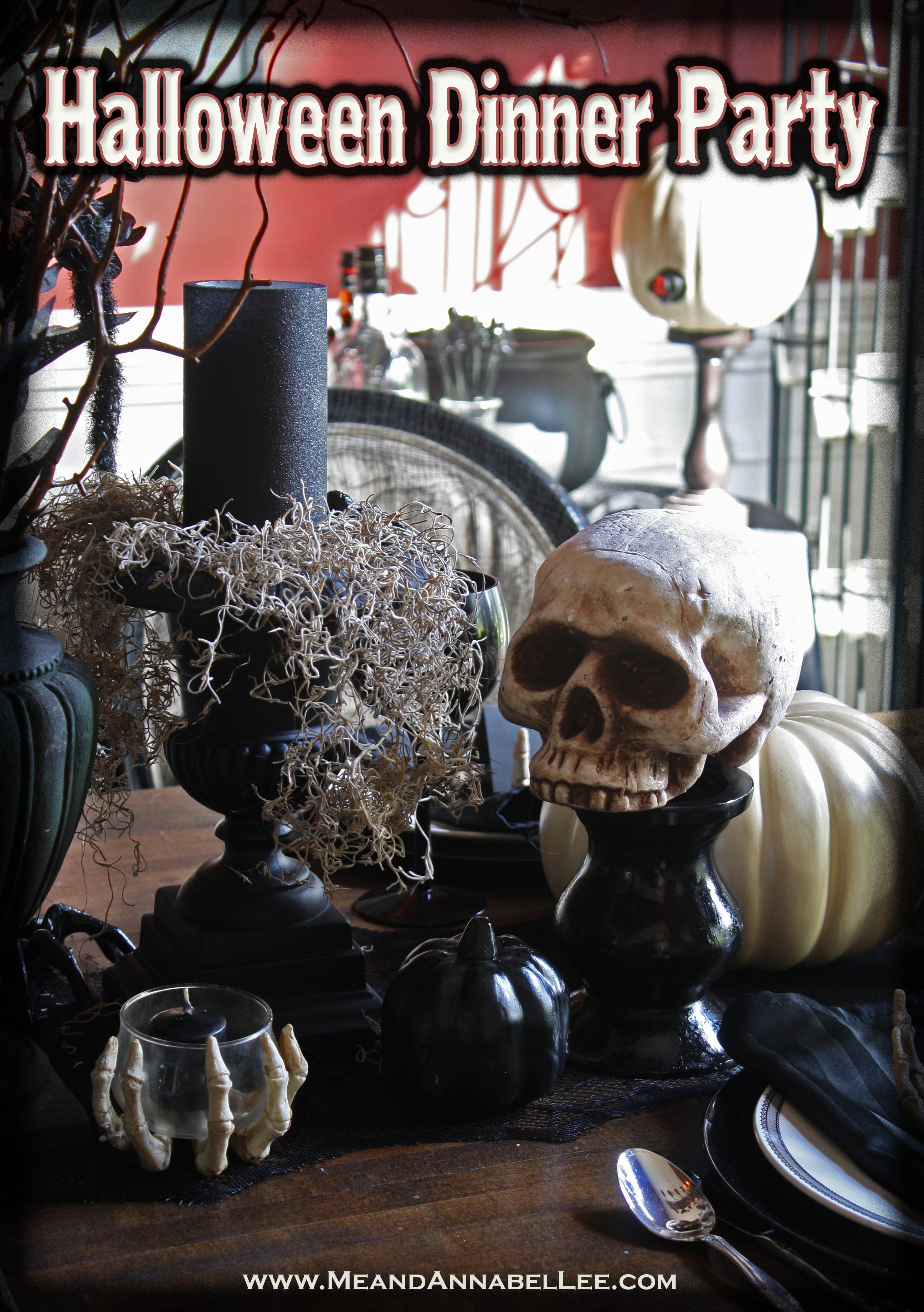 Halloween Dinner Party | Gothic Entertaining | Skulls | www.MeandAnnabelLee.com