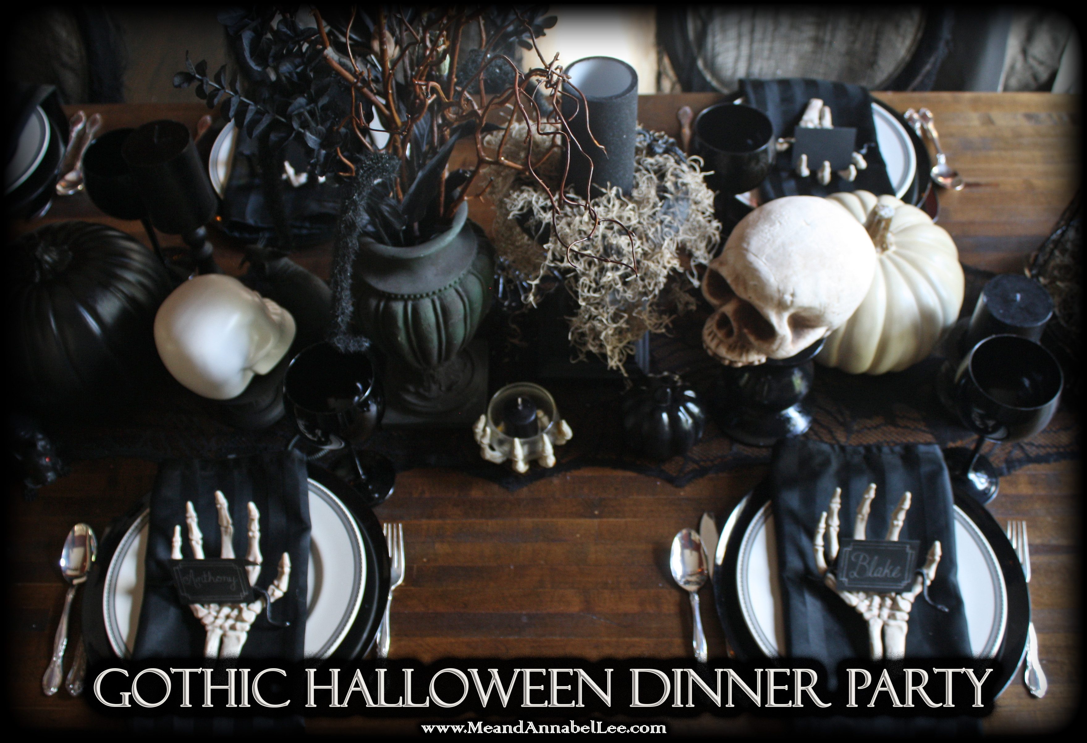Gothic Halloween Dinner Party | Goth Table | www.MeandAnnabelLee.com