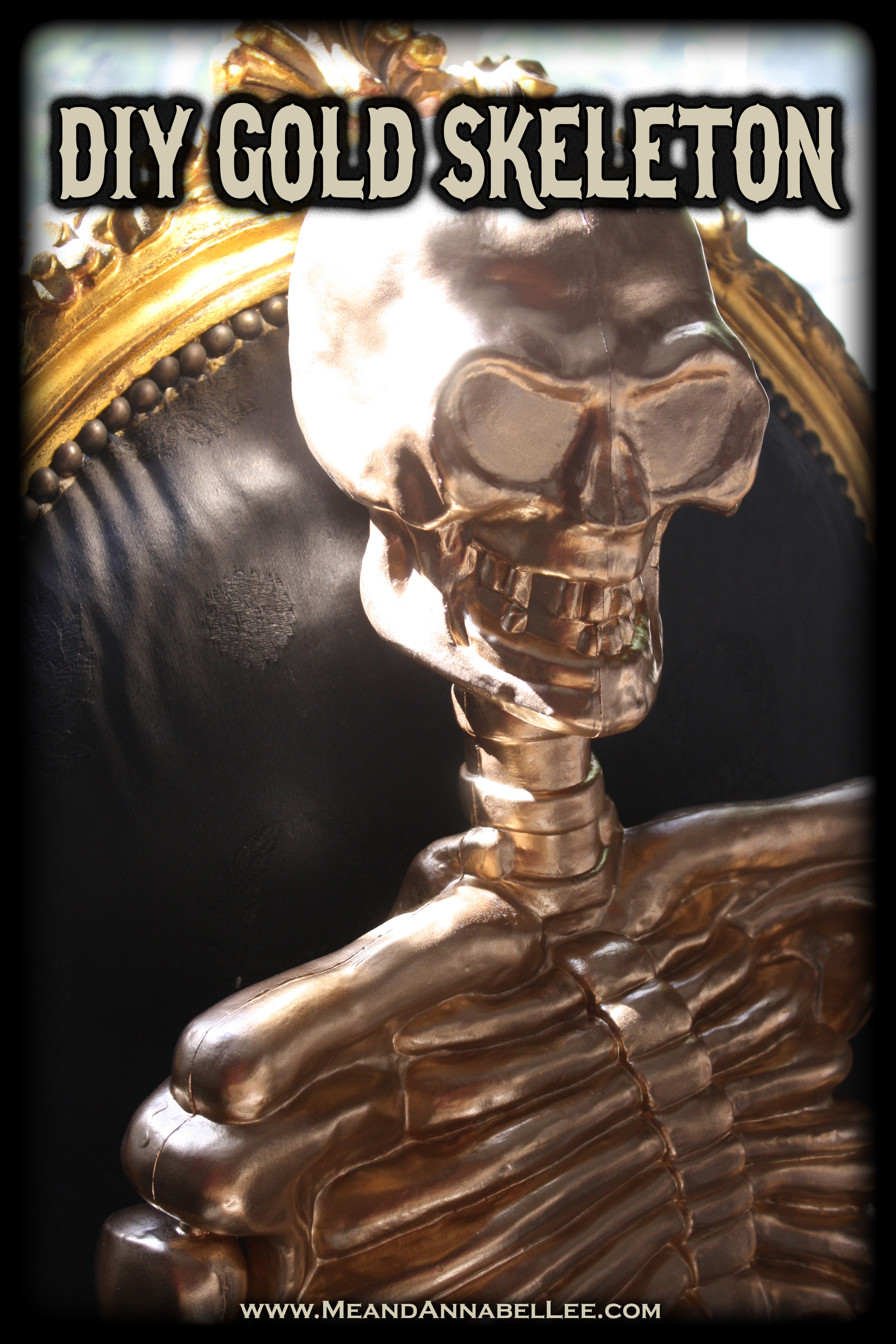 DIY Gold Skeleton | Halloween Crafts | www.MeandAnnabelLee.com
