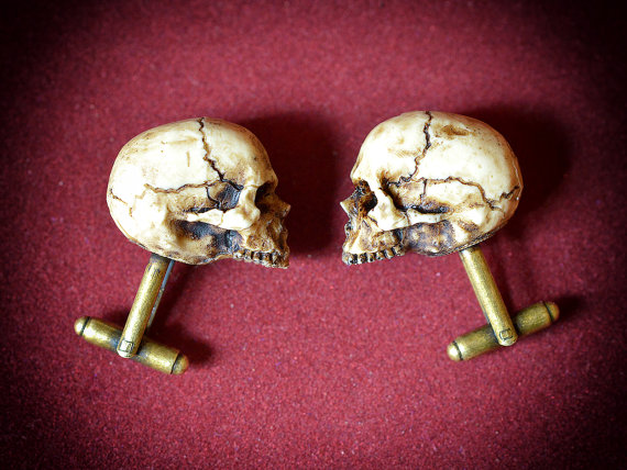 20 Macabre, Twisted, Unusual, Dark, Victorian, & Gothic Stocking Stuffers | Resin Skull Cufflinks | Christmas Shopping | Gifts for Him | www.MeandAnnabelLee.com