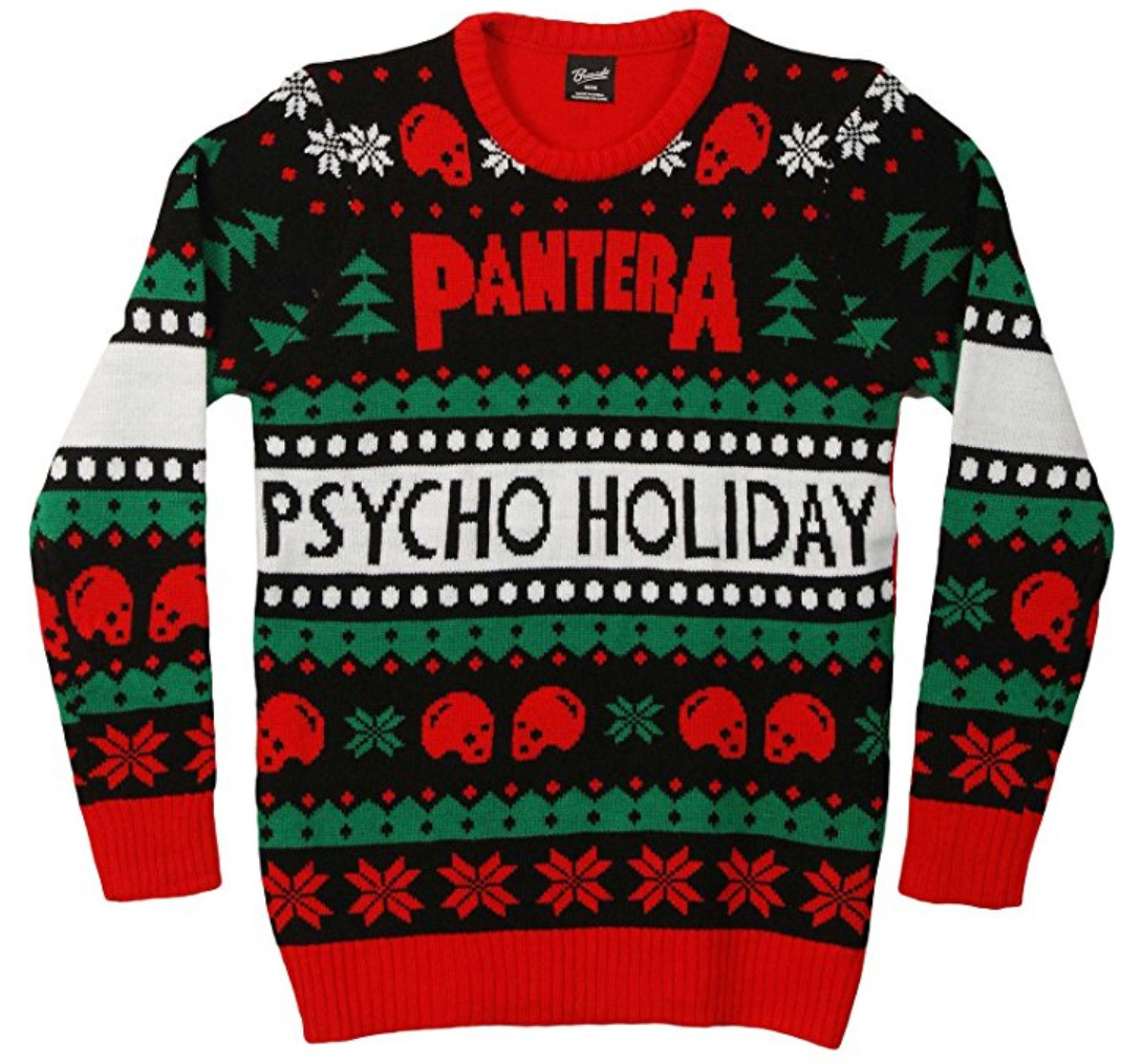 15 Ugly Gothic Christmas Sweaters and Accessories - Skulls, Krampus, Pentagrams, Bats, and more | Pantera Psycho Holiday | www.MeandAnnabelLee.com