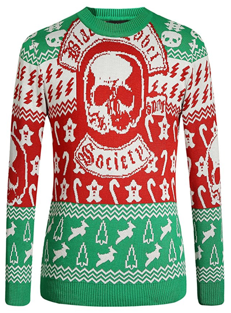 15 Ugly Gothic Christmas Sweaters and Accessories - Skulls, Krampus, Pentagrams, and more - www.MeandAnnabelLee.com