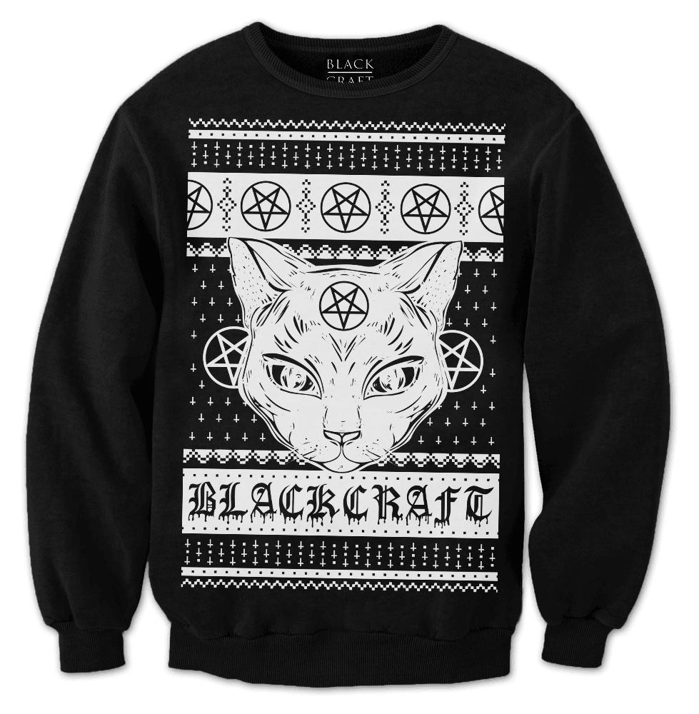 15 Ugly Gothic Christmas Sweaters and Accessories - Skulls, Krampus, Pentagrams, Black Cats and more | www.MeandAnnabelLee.com