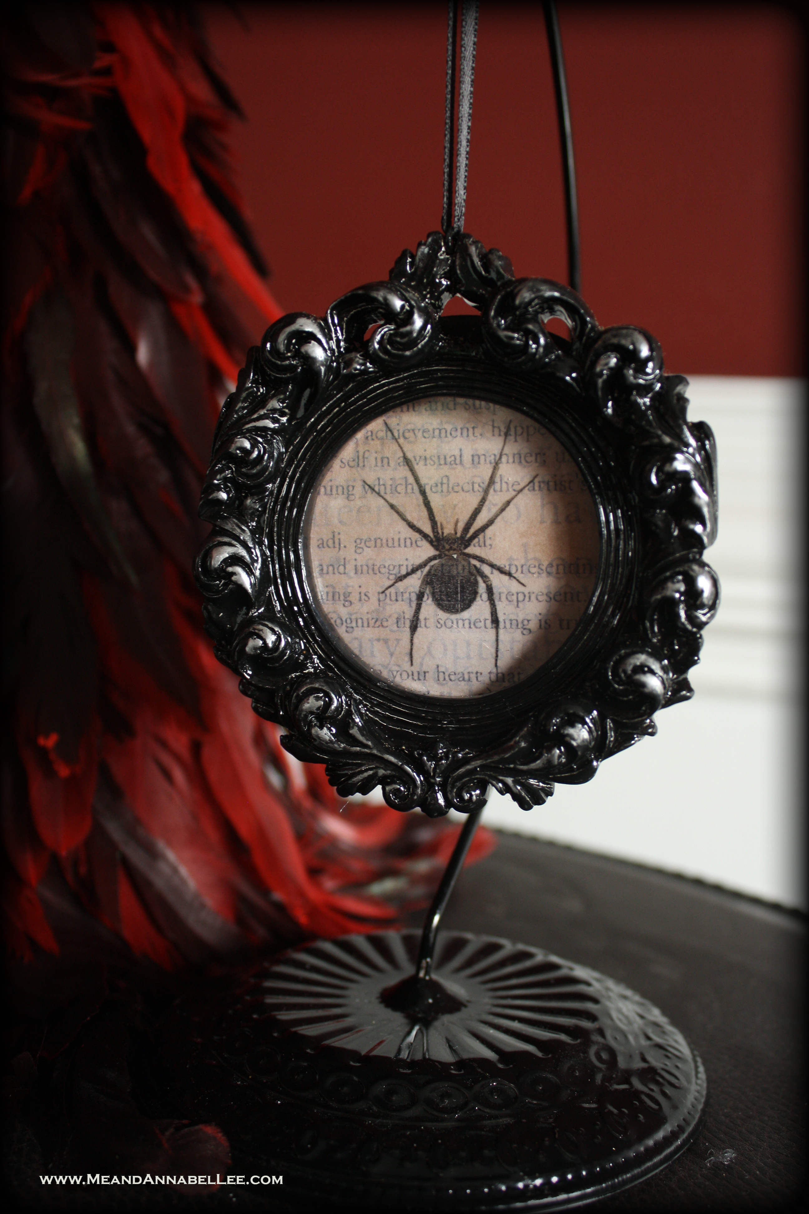 DIY Black Framed Christmas Ornaments | Vintage Spider | Goth it Yourself | www.MeandAnnabelLee.com