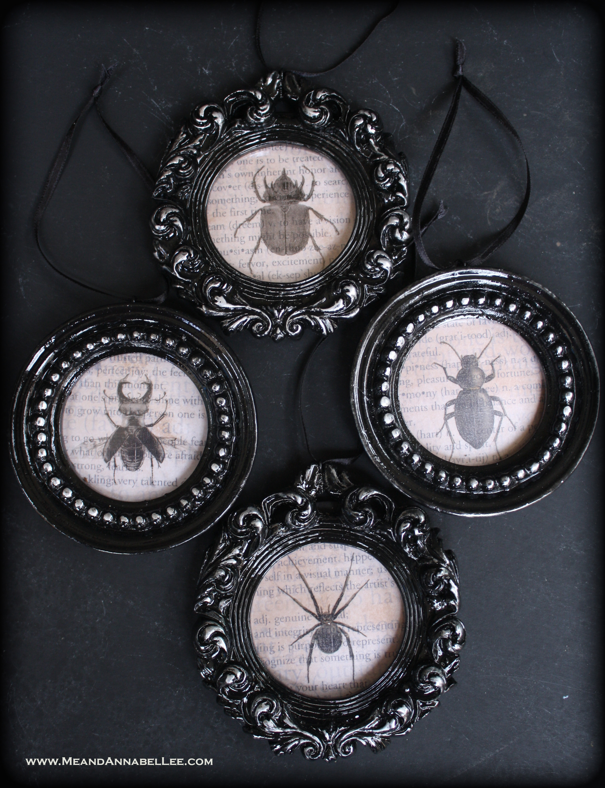 DIY Gothic Christmas Ornaments | Vintage Insect Specimens | Halloween Everyday | Black Hexmas | www.MeandAnnabelLee.com