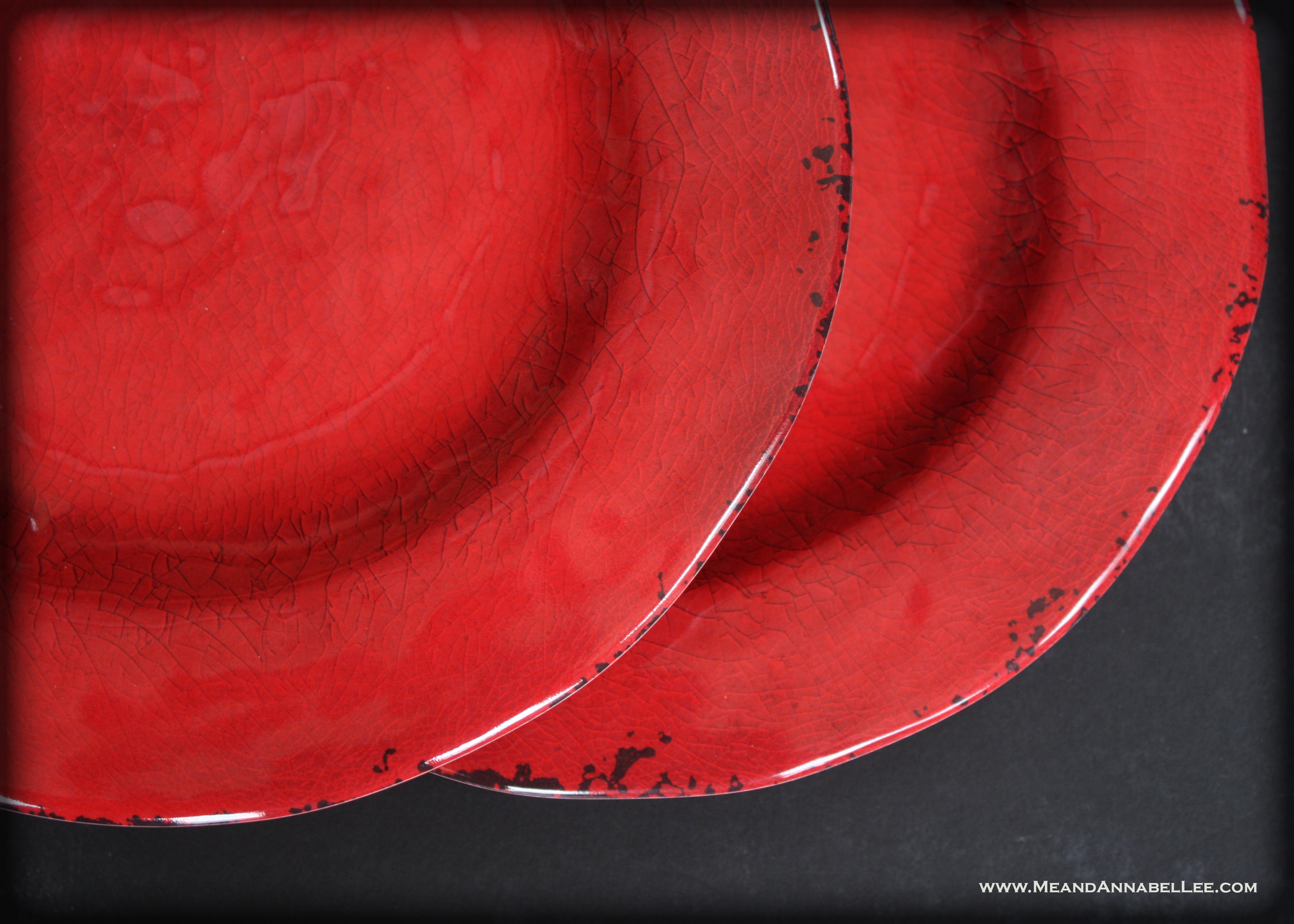 Transform Red Christmas plates into Gothic Red & Black Plate Stands | www.MeandAnnabelLee.com