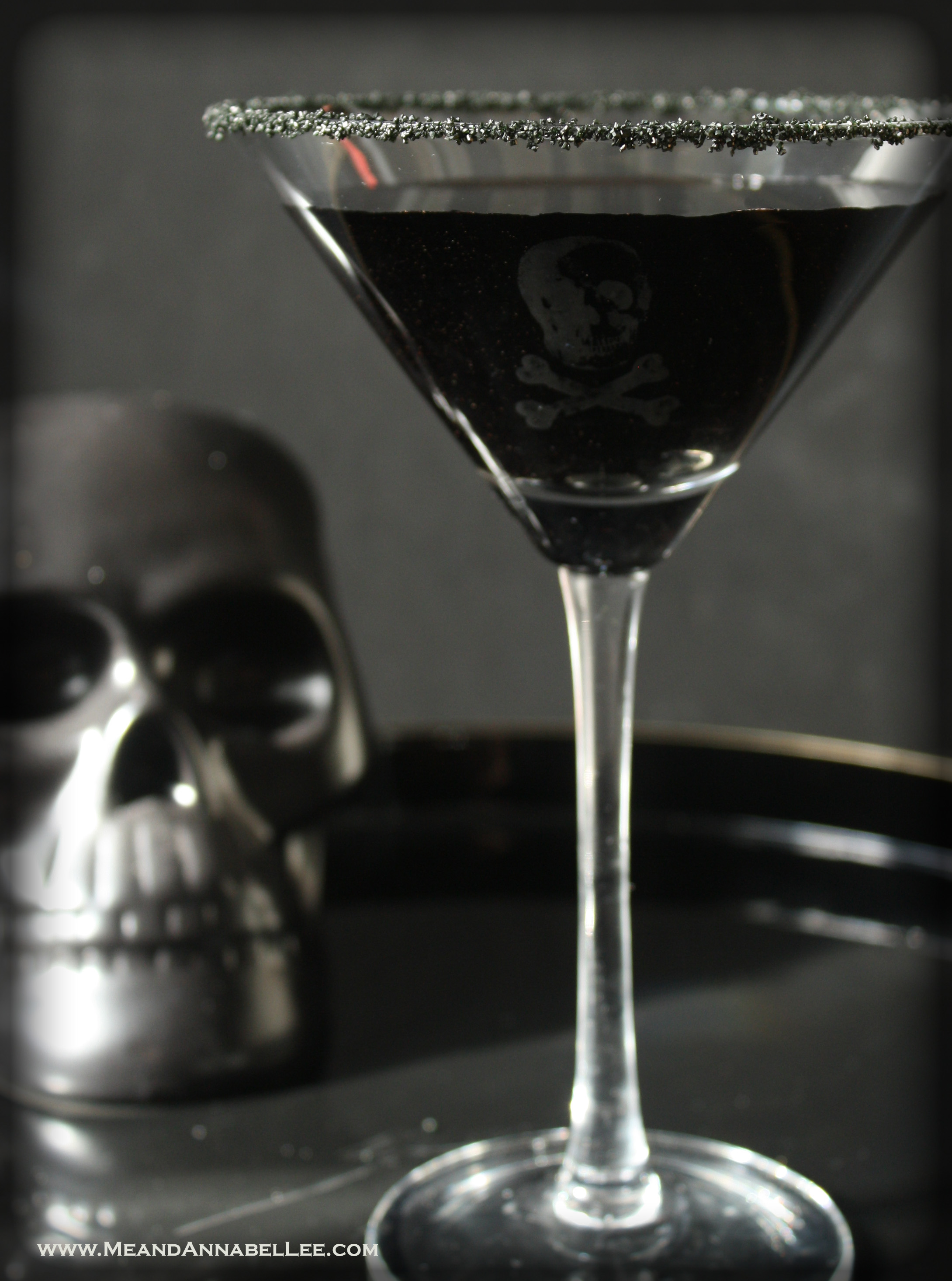 All Black Martini | Skull Martini | Halloween Gothic Cocktail | www.MeandAnnabelLee.com