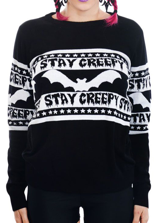 15 Ugly Gothic Christmas Sweaters and Accessories - Skulls, Krampus, Pentagrams, Bats, and more | Stay Creepy | www.MeandAnnabelLee.com