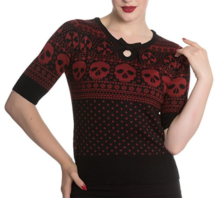 15 Ugly Gothic Christmas Sweaters and Accessories - Skulls, Krampus, Pentagrams, and more | Hell Bunny | www.MeandAnnabelLee.com