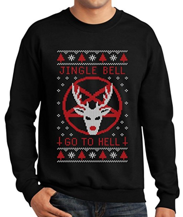15 Ugly Gothic Christmas Sweaters and Accessories - Skulls, Krampus, Pentagrams, and more | Jingle Bell Go To Hell | www.MeandAnnabelLee.com