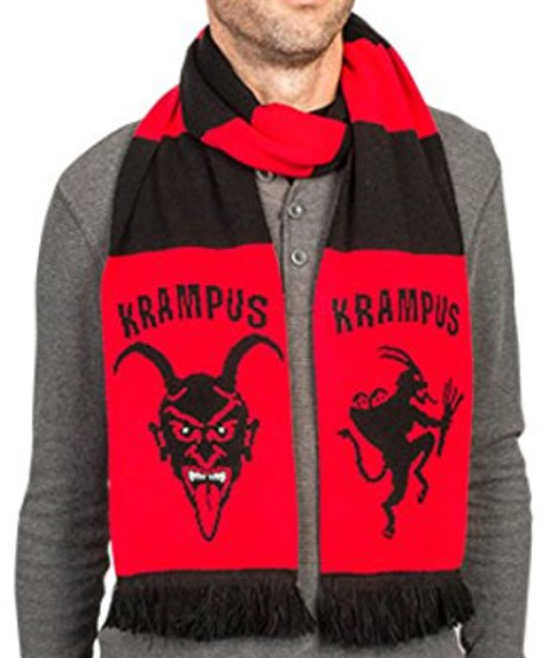 15 Ugly Gothic Christmas Sweaters and Accessories- Skulls, Krampus, Pentagrams, and more | Krampus Scarf | www.MeandAnnabelLee.com