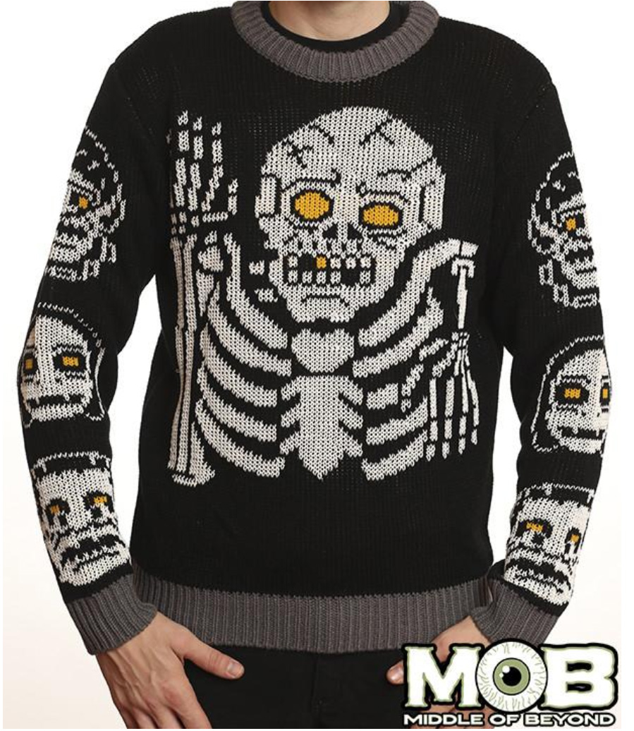 15 Ugly Gothic Christmas Sweaters and Accessories - Skulls, Krampus, Pentagrams, and more | Glow Skeleton | www.MeandAnnabelLee.com