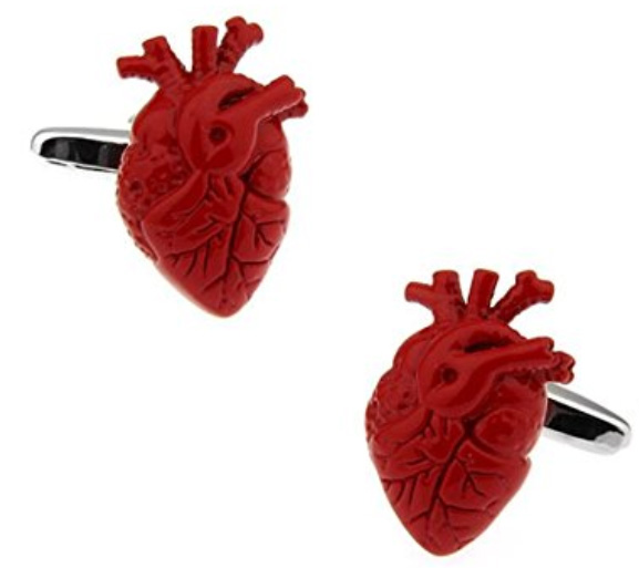 Valentine Gift Ideas for the Wicked - Edgy, Macabre, Quirky, and Gothic Valentine gifts - Red Anatomical Heart Cufflinks - Gifts for Him - www.MeandAnnabelLee.com