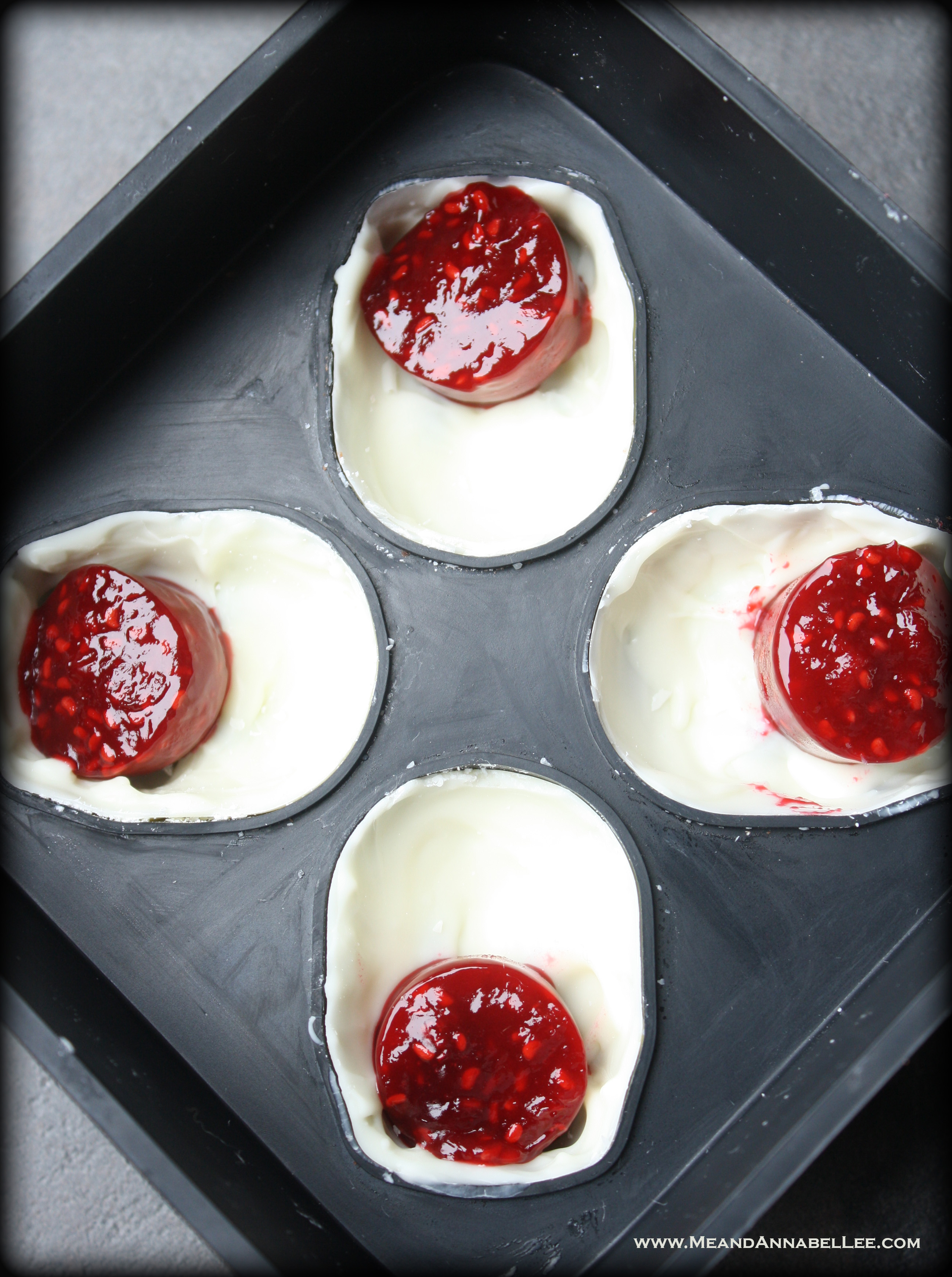 Raspberry filled Chocolate Skulls | Dark Valentine | Halloween Treats | Gothic Baking | www.MeandAnnabelLee.com