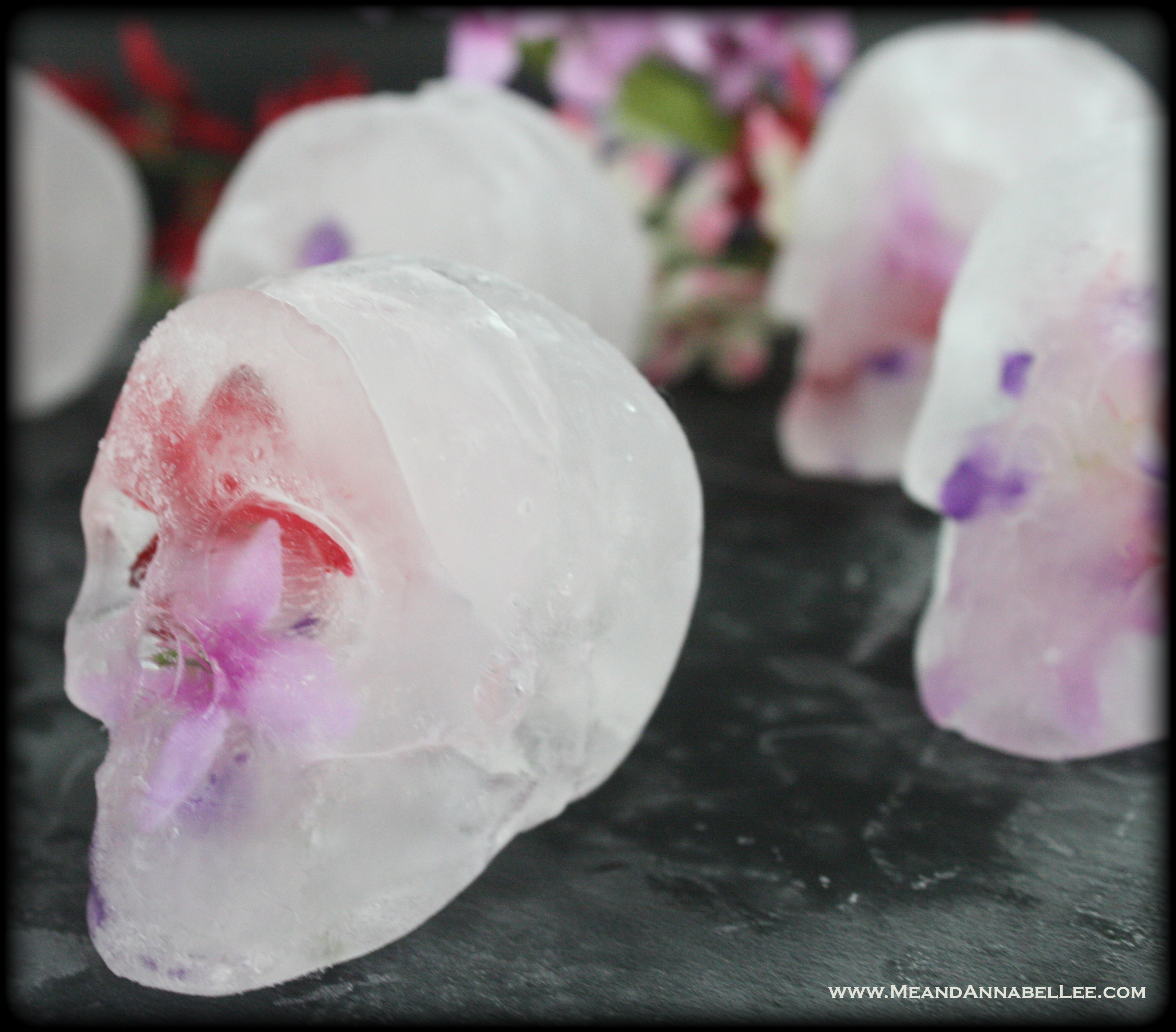 DIY Floral Skull Ice Cubes | Gothic Cocktails | Halloween in Spring | www.M