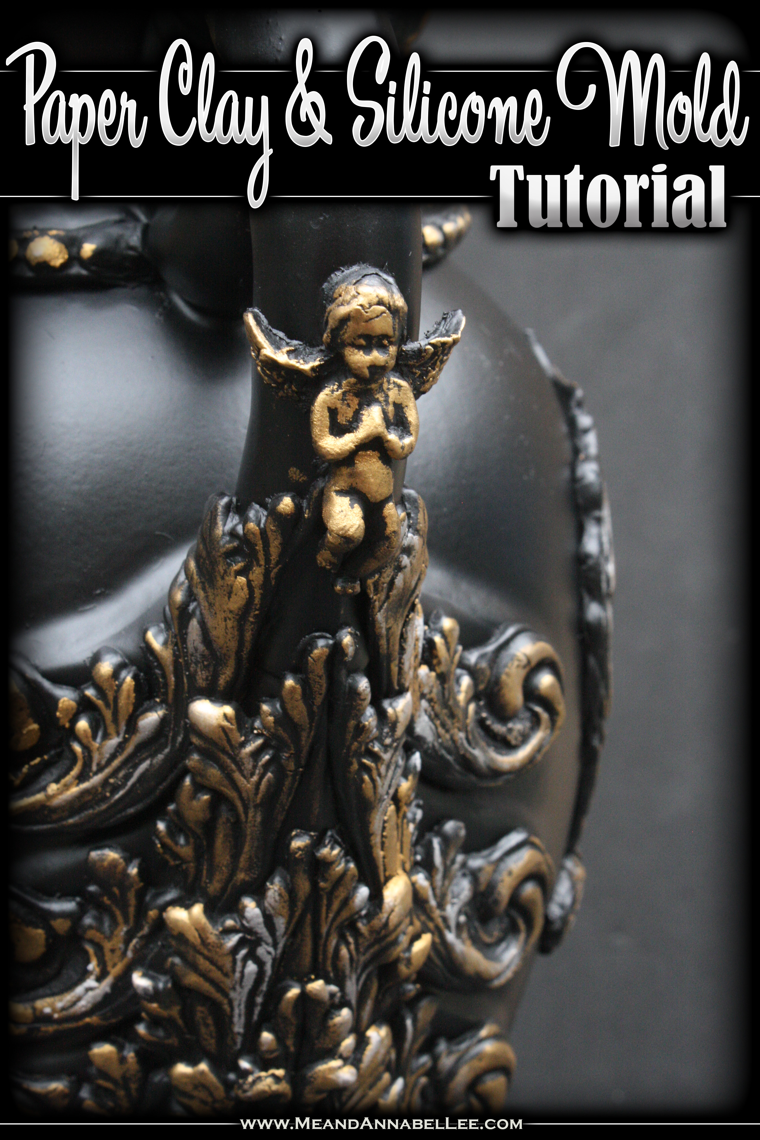How to Use Paper Clay and Silicone Molds | Baroque Cherub | Trash to Treasure | DIY Victorian Gothic Vase | Paper Clay Casting | Faux Antique Finish | Goth Home Decor | www.MeandAnnabelLee.com