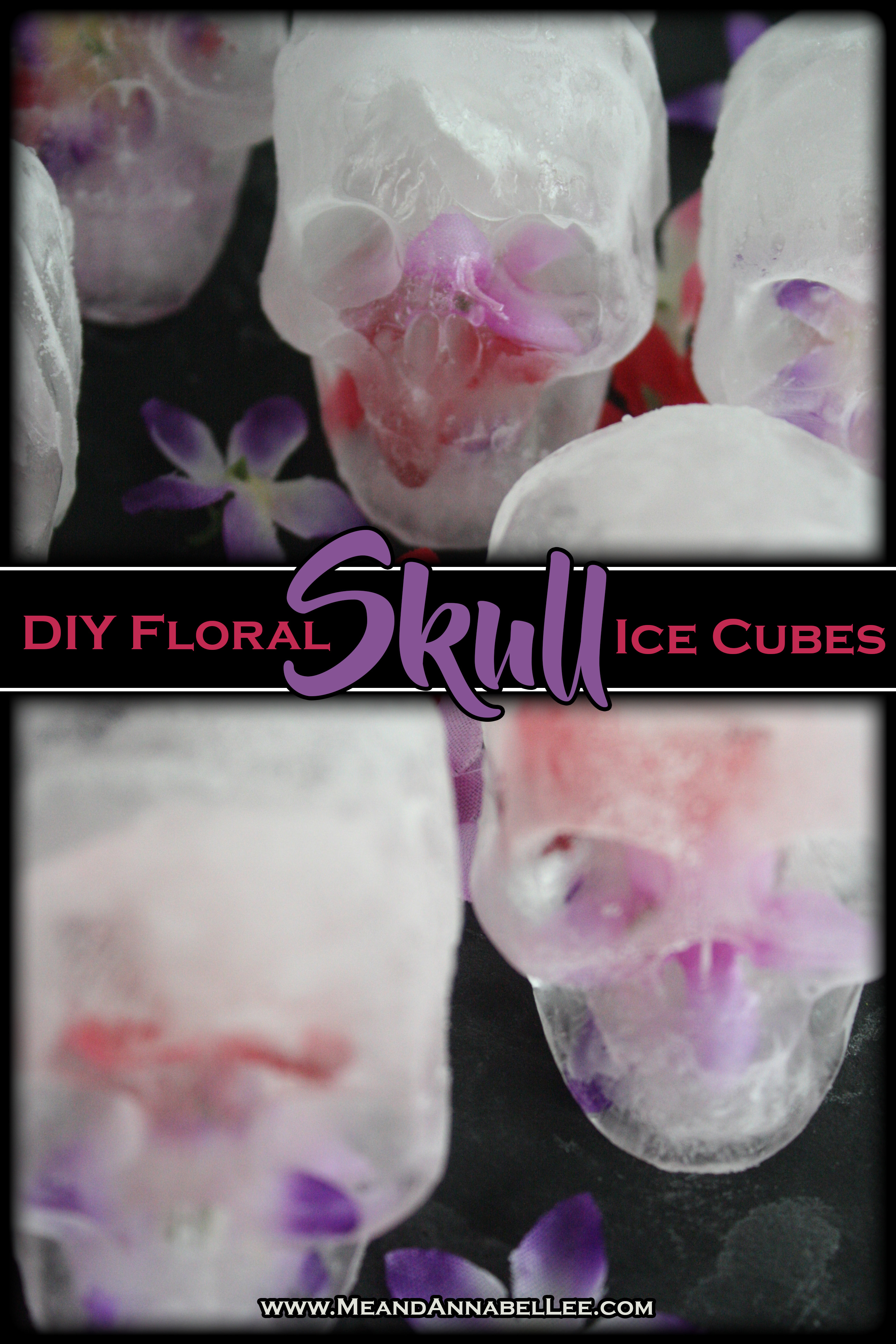 DIY Floral Skull Ice Cubes | Skull Mold | Gothic Cocktails | Halloween in Spring | www.M