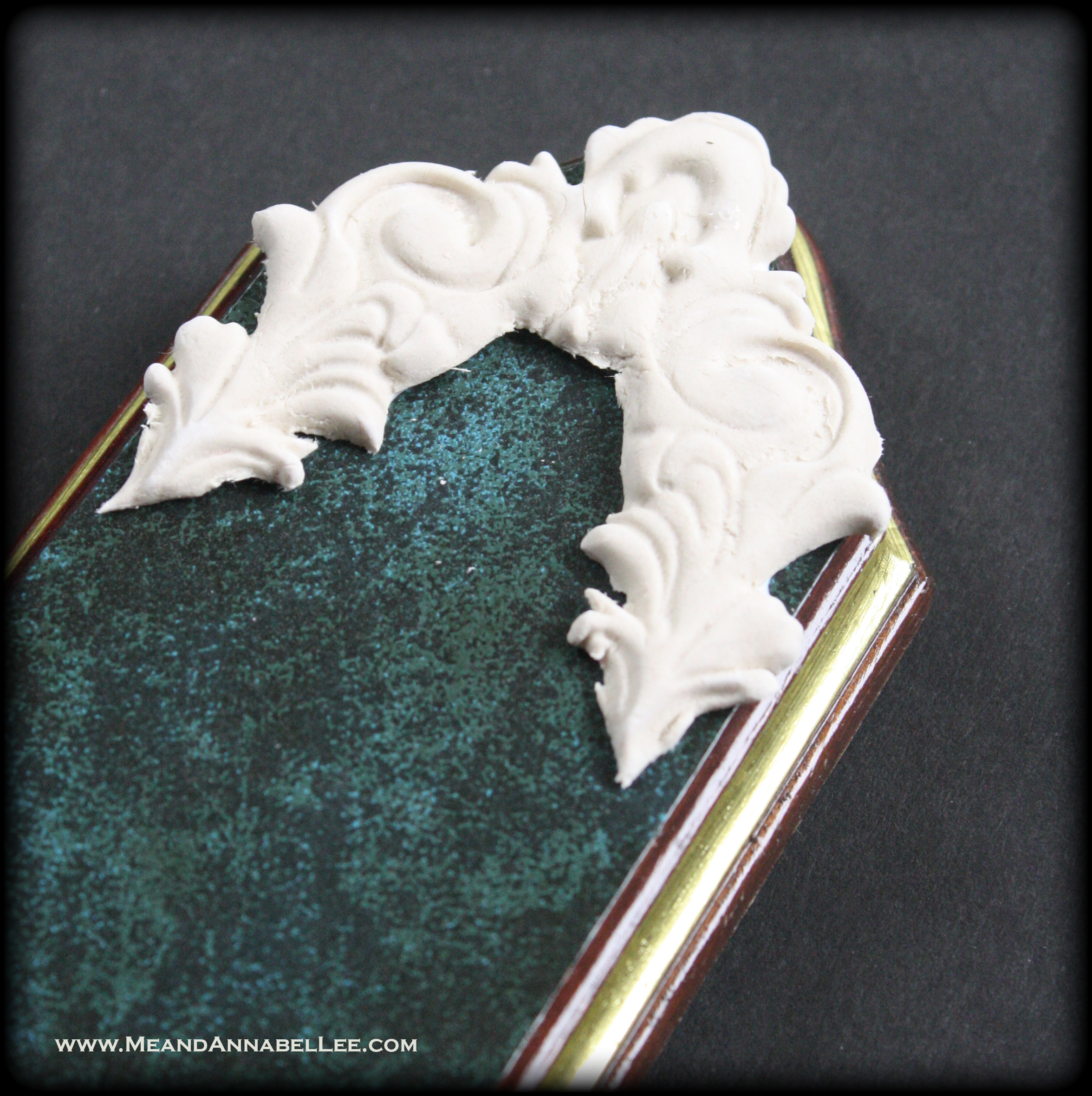 How to Use Paper Clay with the Iron Orchid Designs Moulds | Escutcheon 2 | Transform a Thrift Store Candle Sconce | www.MeandAnnabelLee.com