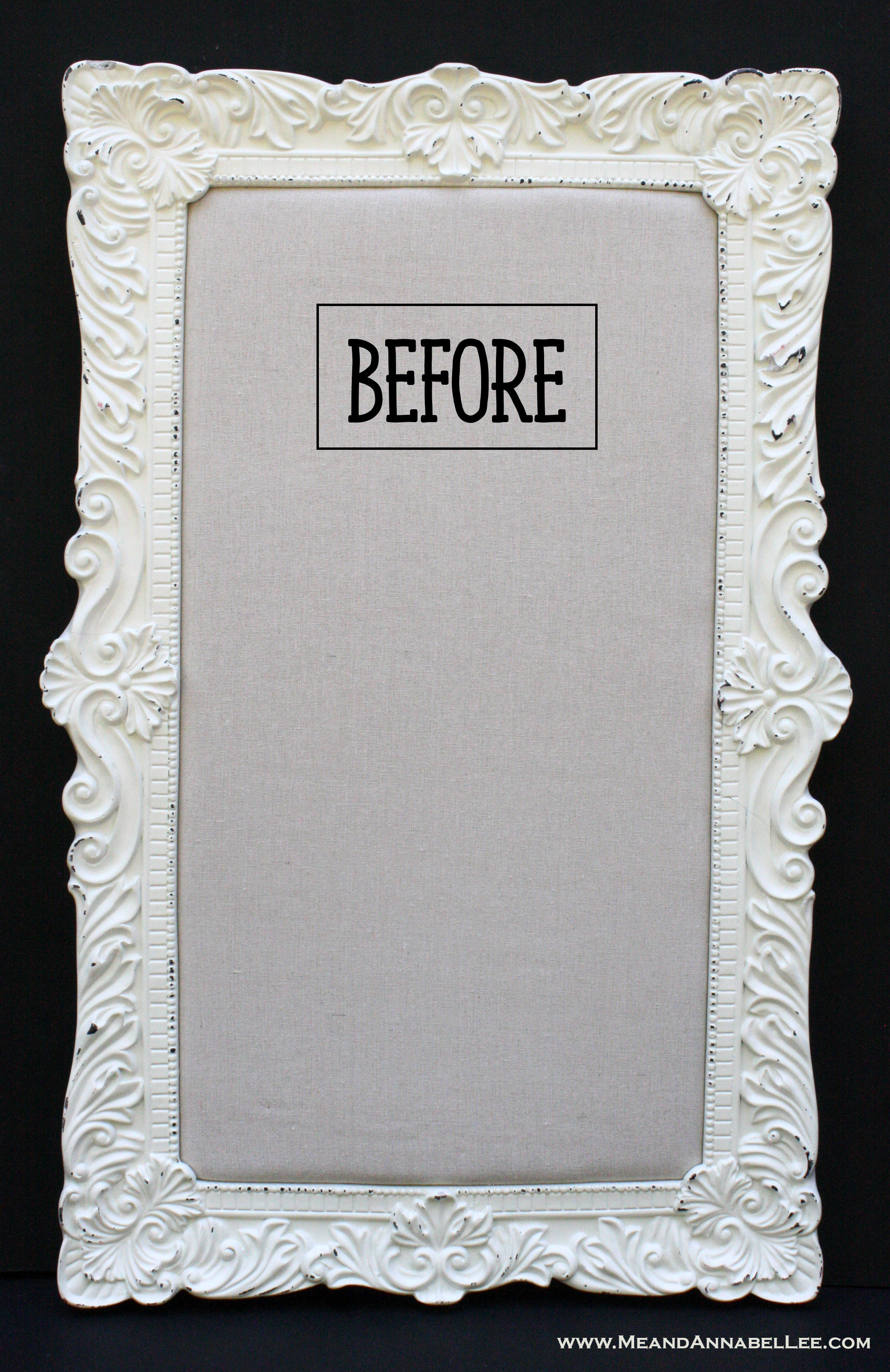 BEFORE - From Shabby Chic to Gothic | Pin Board Transformation | Paper Clay | www.MeandAnnabelLee.com