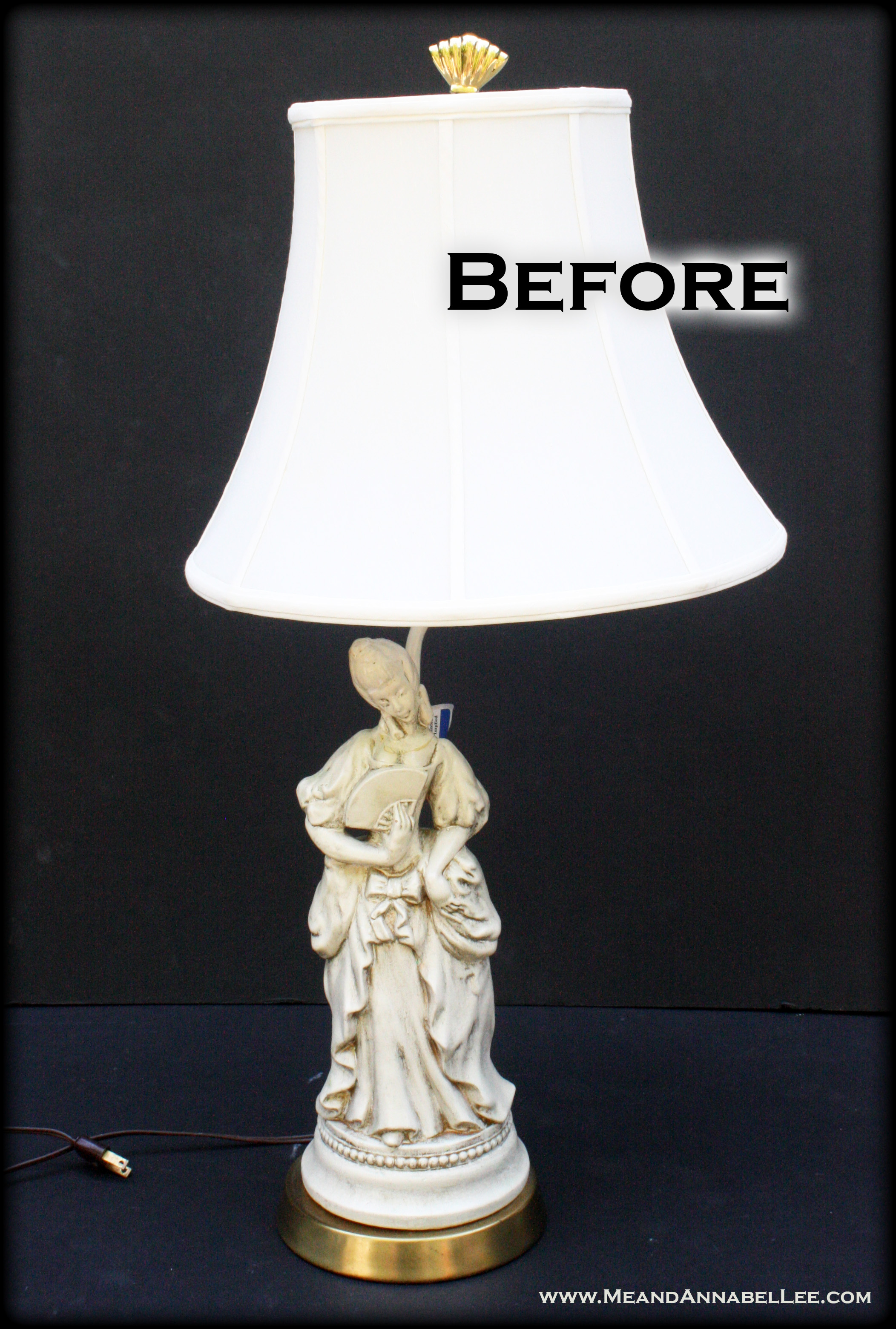 BEFORE - Transform a Victorian Lamp into a Jewelry Stand - www.MeandAnnabelLee.com