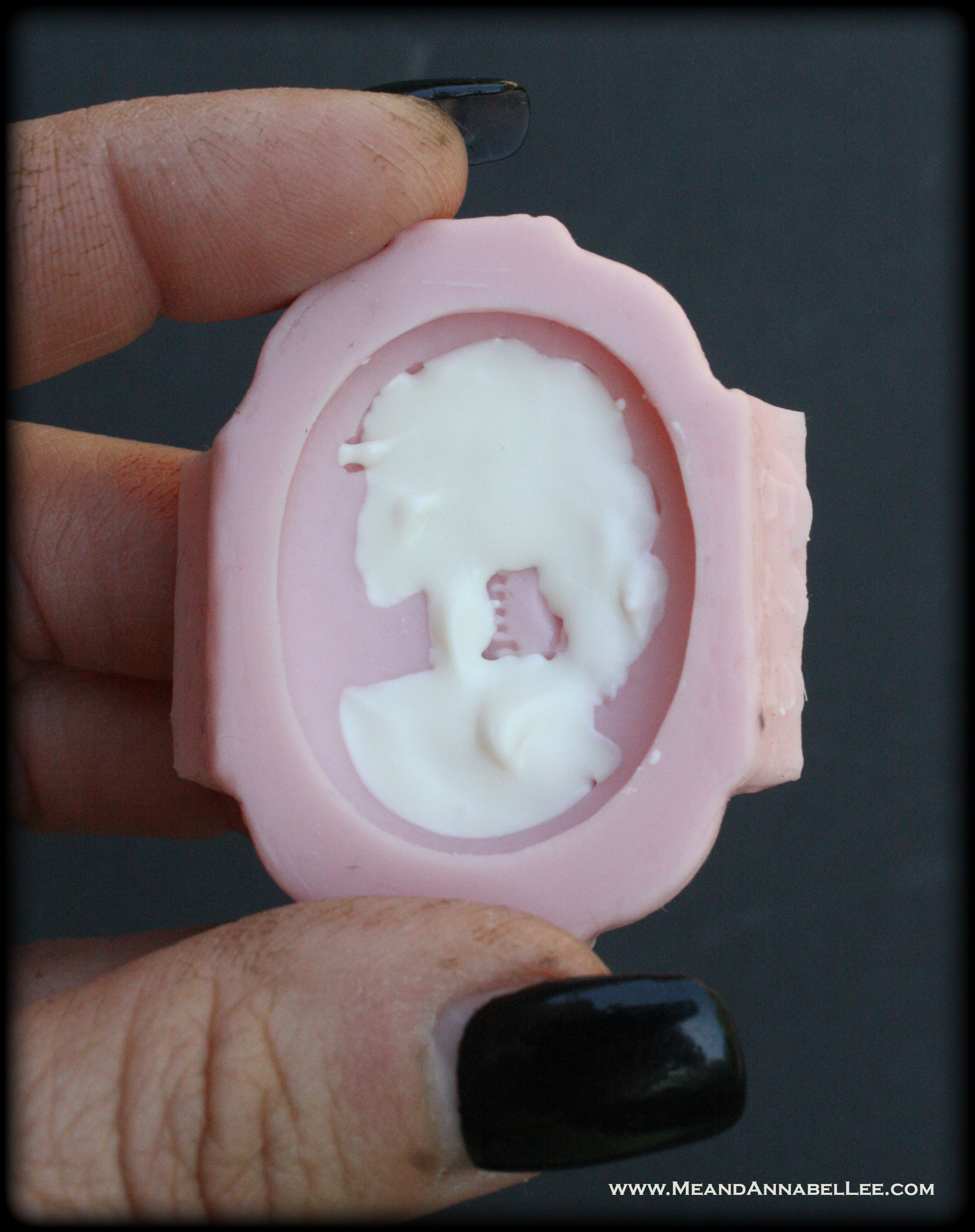  Skeleton Cameo Silicone Mold | Wilton Bright White Candy Melts | Gothic Chocolates | www.MeandAnnabelLee.com