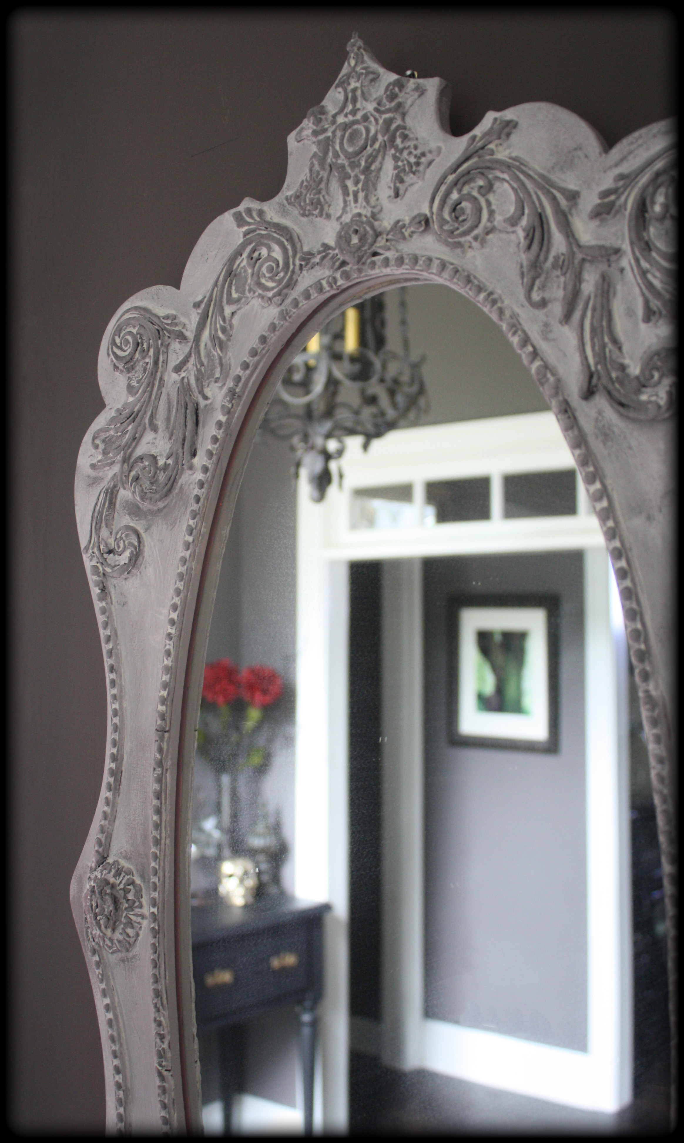 DIY Baroque Mirror in a Weathered Stone Grey Antique Finish | Faux Stone | Distress and Antique a Frame | Clay Casting | Faux Paint | www.MeandAnnabelLee.com