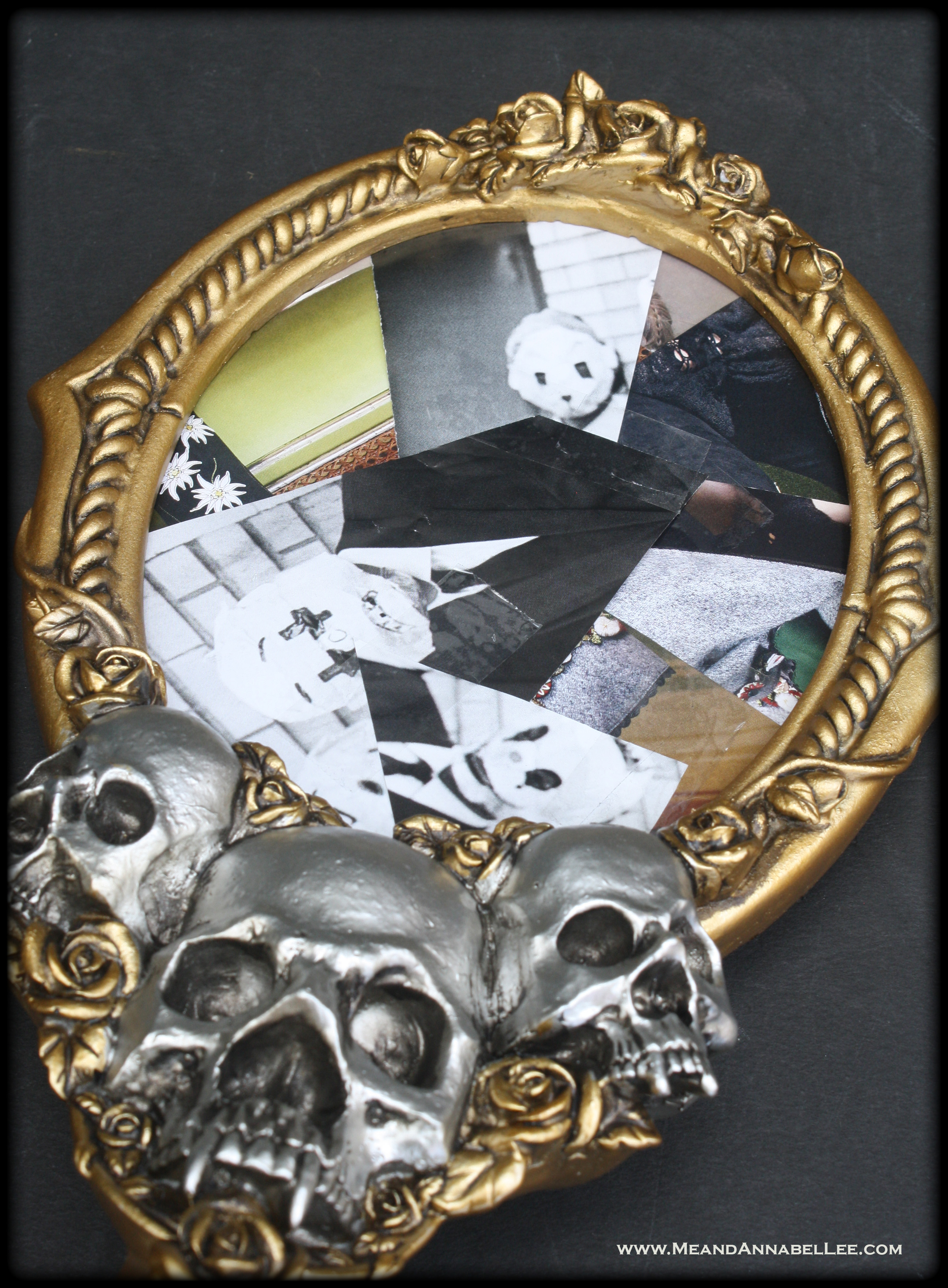 Vampire Skull Mirror | How to Paint a mirror frame | www.MeandAnnabelLee.com