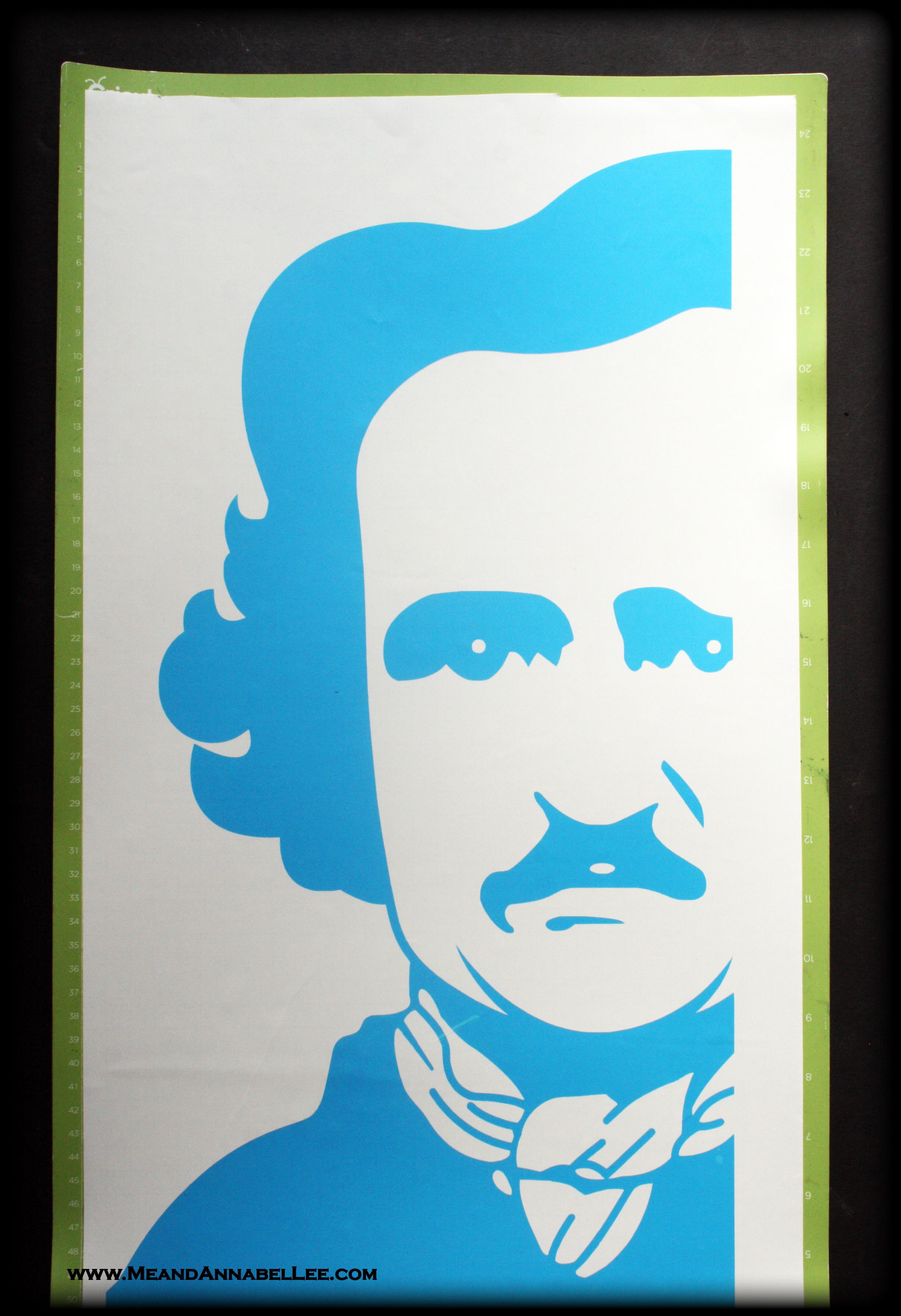 Edgar Allan Poe | How to Create a Stencil in Cricut using Stencil Vinyl | www.MeandAnnabelLee.com