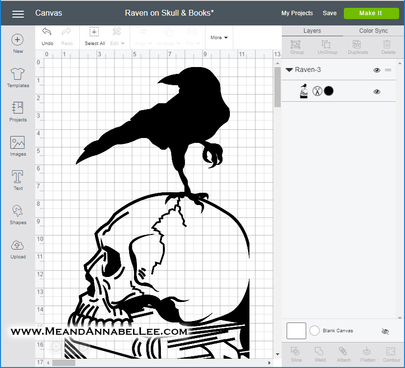 Cricut Design Space Tutorial | Edgar Allan Poe | The Raven | Skulls | www.MeandAnnabelLee.com