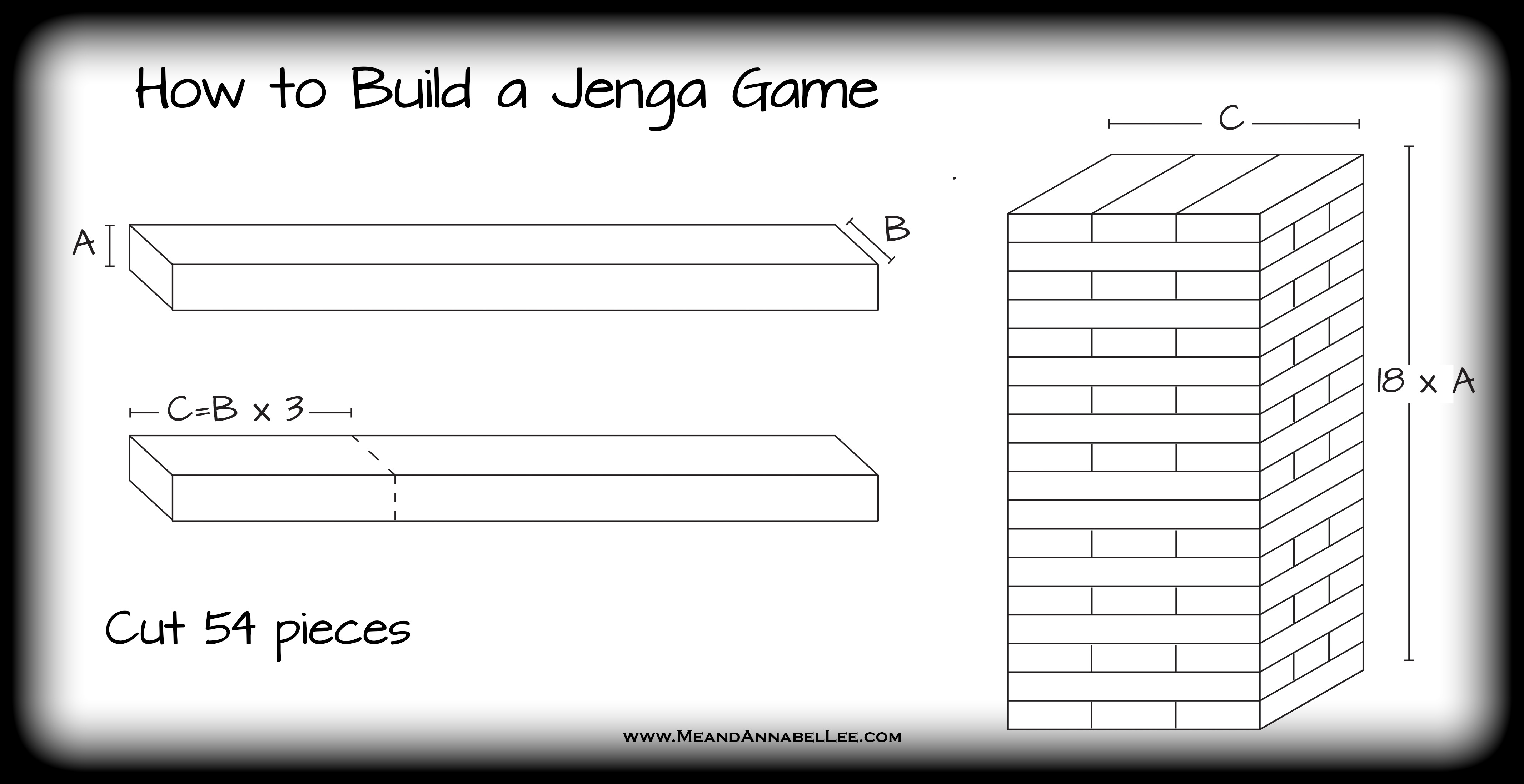 How to build a Jumbo Jenga | Specs and Measurements | DIY Lawn Games | www.MeandAnnabelLee.com